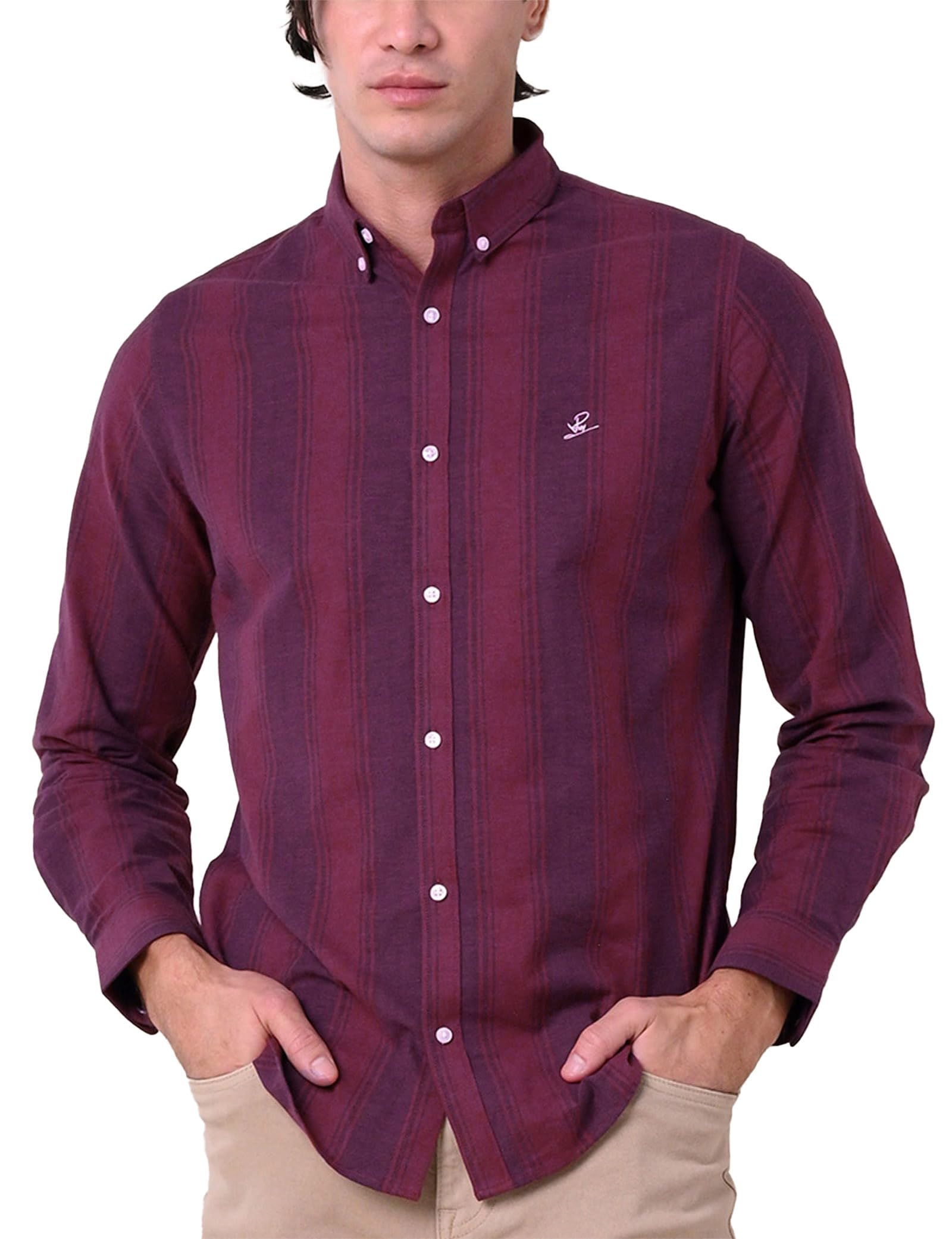 Enorsia Men's Red Stripe Long Sleeve Shirt - Uk L