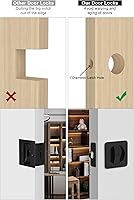 Vista 3 de goldenwarm Cerradura de Puerta Corrediza Negra, Herraje de Puerta Corrediza Cuadrada de Esquinas Redondeadas, Pestillo de Puerta Corrediza