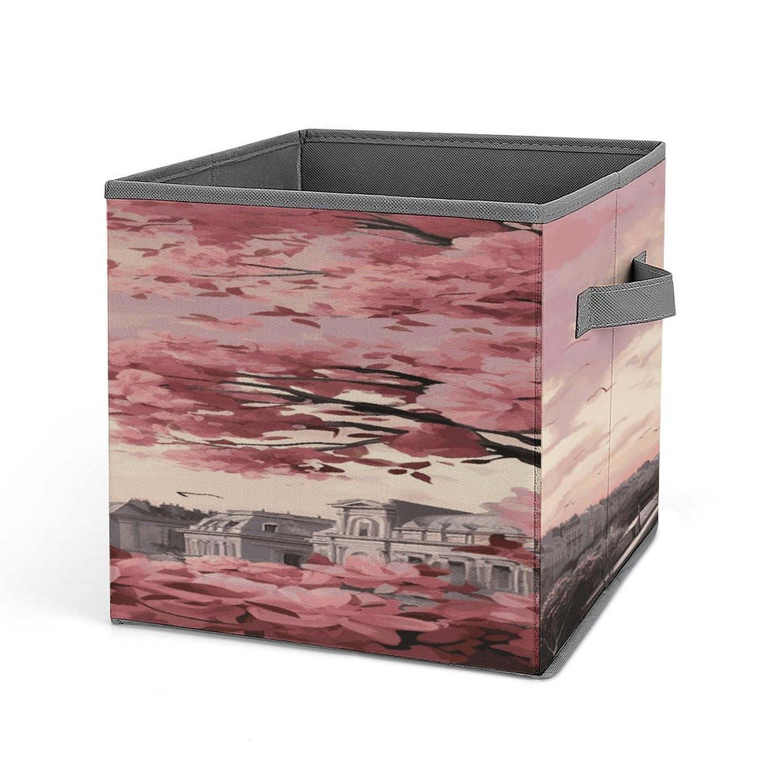 VstaDank Romantic Paris Tower Storage Bin Collapsible Storage Cubes Organizer Oxford Cloth Storage Box with Dual Handles Large Stackable Closet Storage Bins for Sheets Hat Sweater