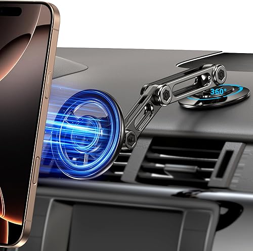 Miniatura 1 de Soporte de teléfono ultra magnético de brazo largo, se adapta al soporte de montaje de automóvil MagSafe Parabrisas+Ventilación+Dash, rotación de