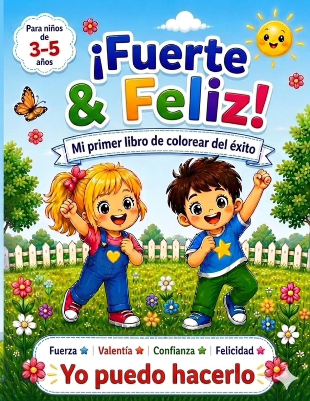 Soy fuerte y feliz: Libro para colorear positivo para niños de 3 a 5 años – Confianza, valentía y felicidad: Afirmaciones simples para desarrollar la confianza, la creatividad y la alegría