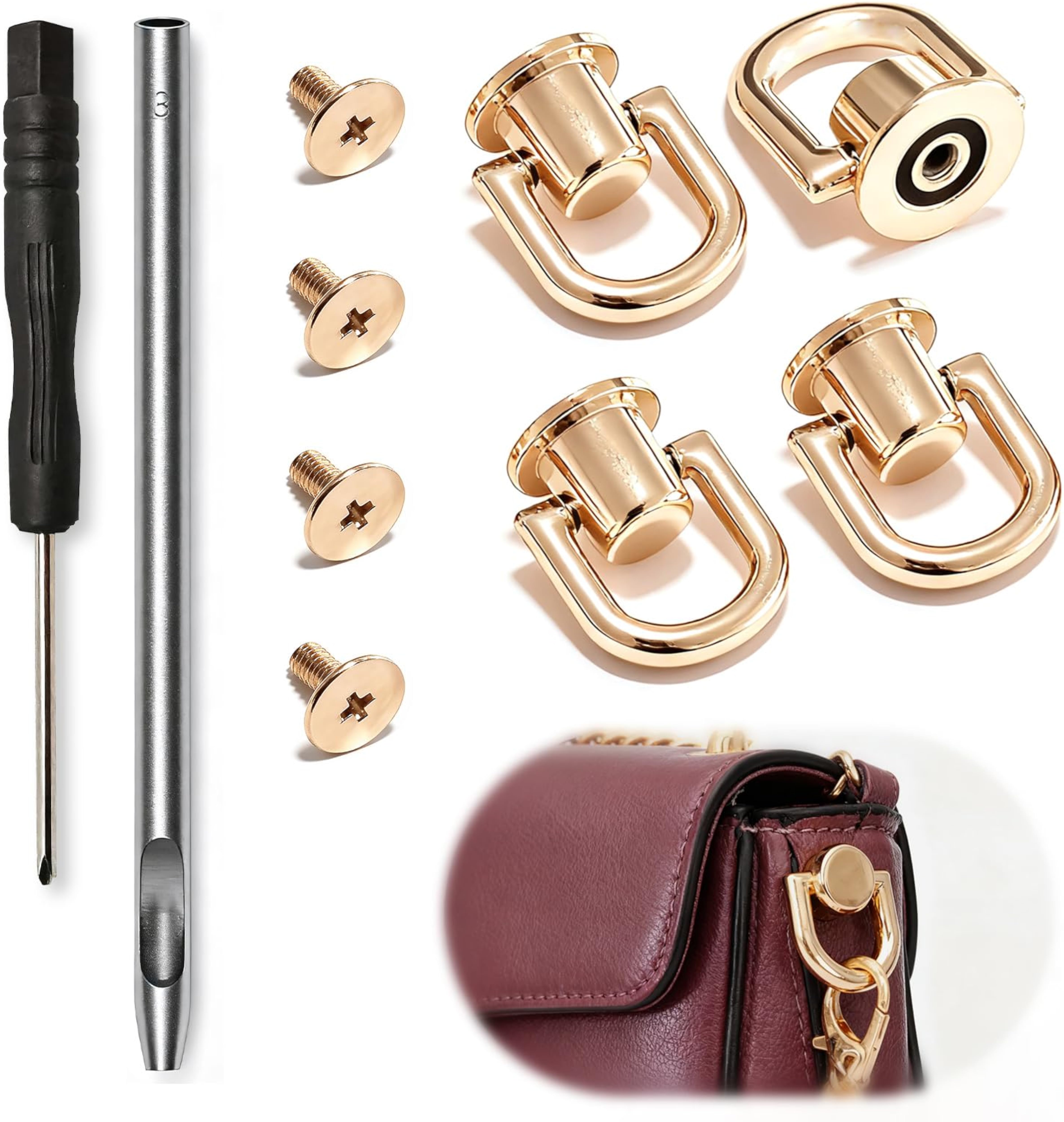 RJLCTH Gold D Rings Hardware Set