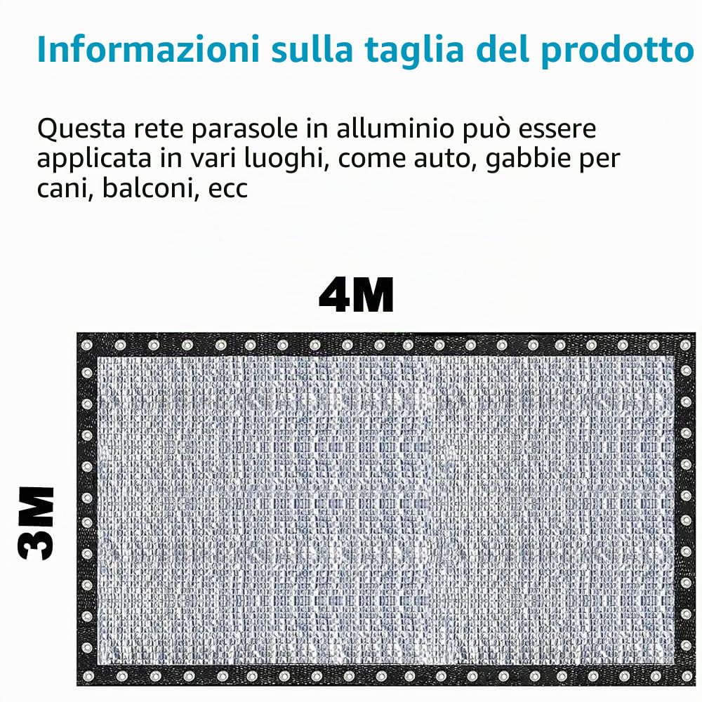 NEWFUN Telo Ombreggiante, 3x4m, Copertura Parasole Per Auto, SUV E Camper, Impermeabile E UV Resistente Per Viaggi E Campeggio