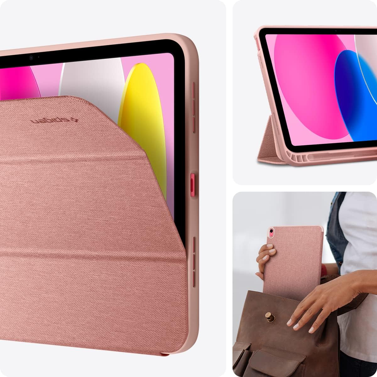 Spigen Urban Fit Designed for iPad 10.9 inch Case iPad 10th Generation Case (2022) with Pencil Holder - Rose Gold