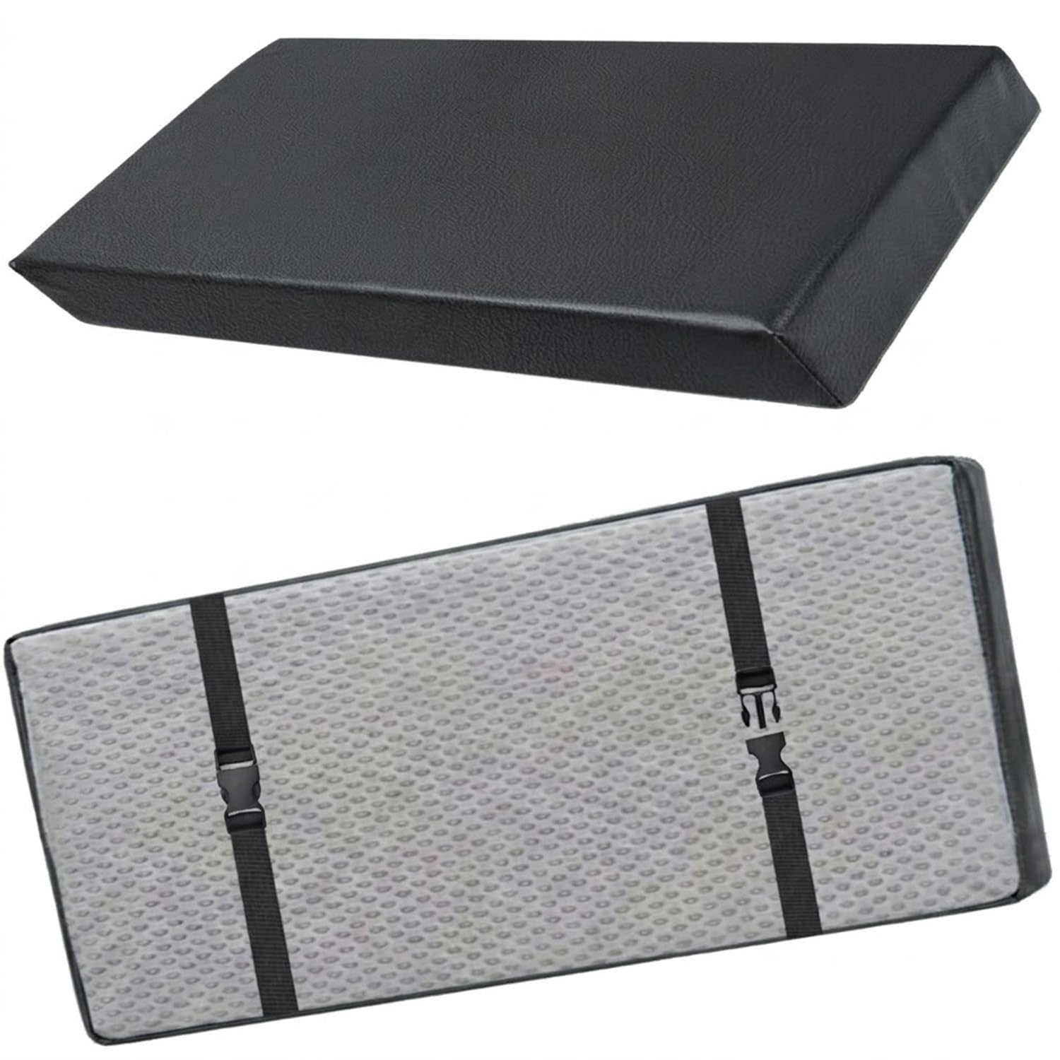 Cuscino Per Panca Impermeabile In Ecopelle Spessore 5cm Cuscino Seduta Antiscivolo Con Lacci Per Giardino Esterno Interno Scarpiera Davanzale(Nero,110x50cm)
