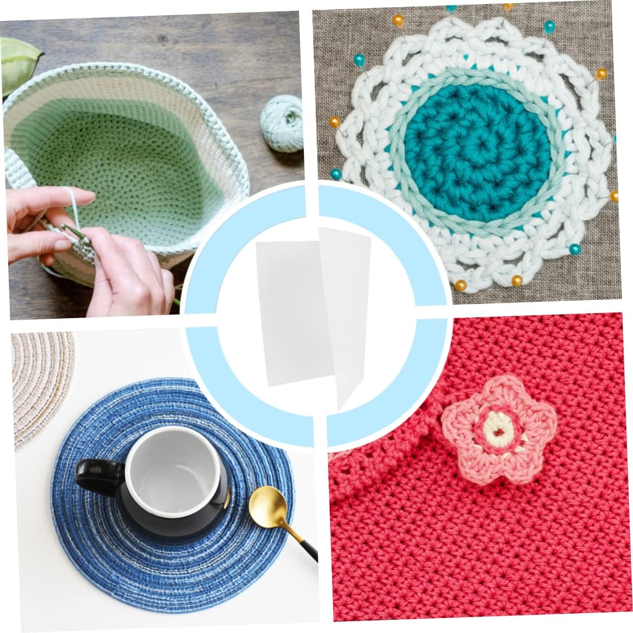 3pcs Mesh Plastic Canvas Sheets for Craft Embroidery Plastic Mesh for Crochet DIY Coaster