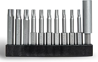 Torx Bit Set T10–T40, 10 PCS 2" Star Screwdriver Set + 2-3/8" Magnetic Drill Bit Holder, 1/4" Hex, S2 Steel CNC Precision Tips, Impact Driver/Drill Compatible