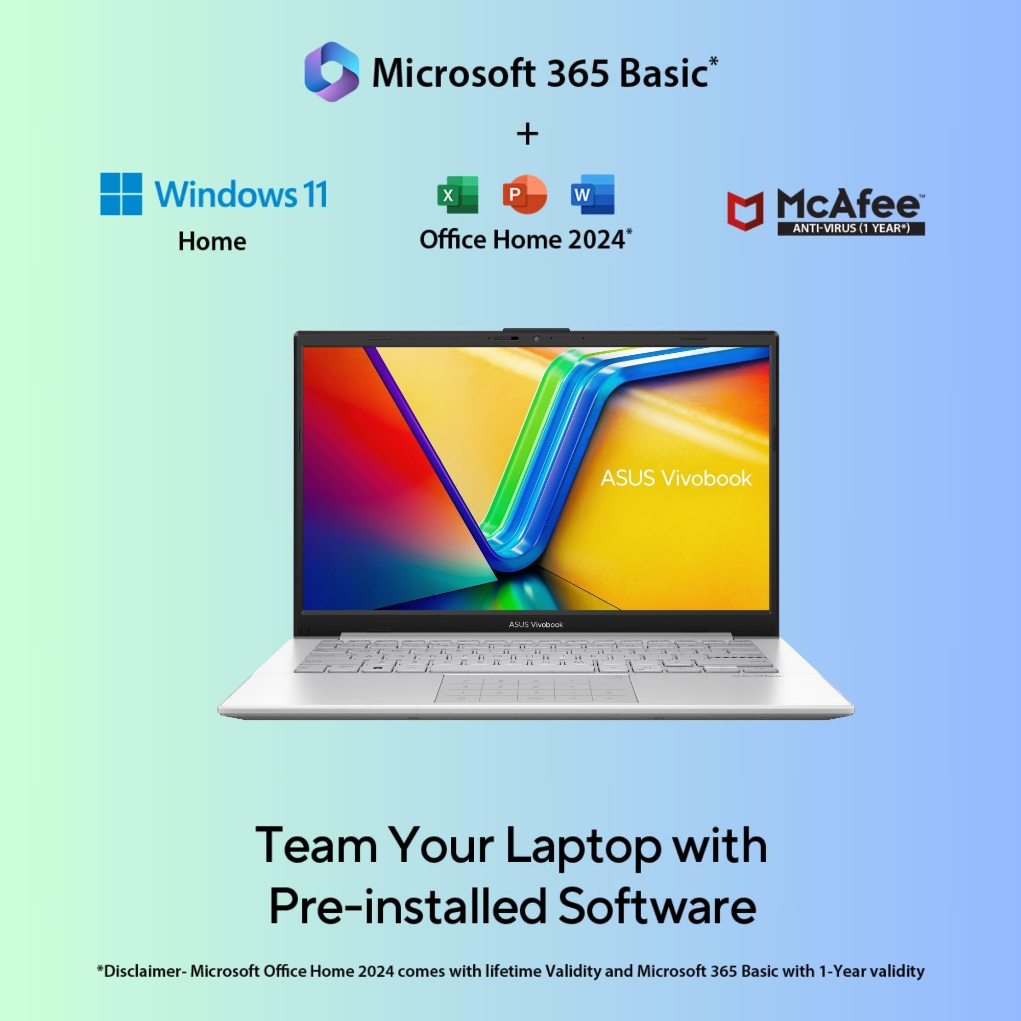 ASUS Vivobook Go 14 (2026),AMD Ryzen 3 30 Processor,AMD Radeon iGPU,8GB RAM,512GB SSD,FHD,14" (35.5 cm),Windows 11,M365 Basic(1Y)* Office 2024,Cool Silver,1.38 Kg,E1404FA-EB1224WS,Thin & Light Laptop — Amazon image 14