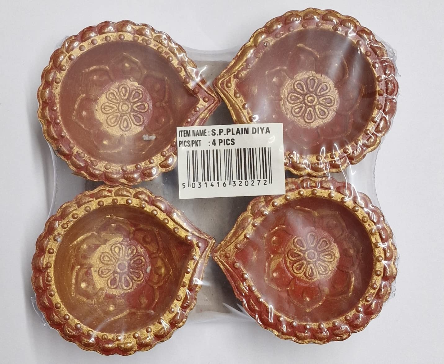 S.P. Plain Diya - Beautifully Designed - Handmade Clay Diyas for Diwali & Accessories for All Festival Decor - Traditional Lighting for Rangoli - Simplicity and Craftsmanship (Pack of 4)