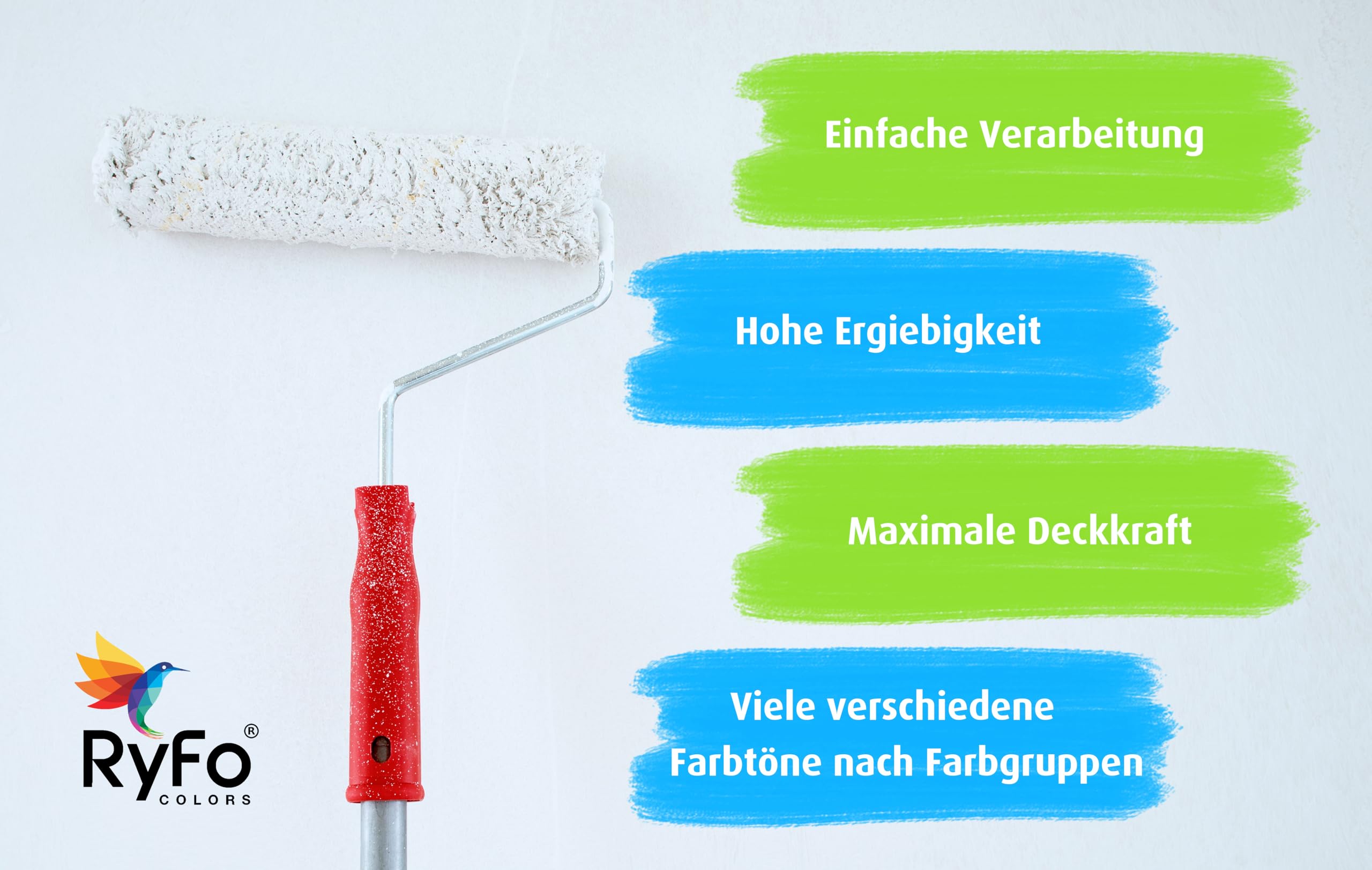 RyFo Colors Bunte Wandfarbe Manufakturweiß Camelbraun 3l - weitere Braun Farbtöne und Größen erhältlich, Deckkraft Klasse 1, Nassabrieb Klasse 1