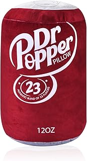 Doctor Pepper Pillow - Soda Can Stuffed Pillow - Soft Polyester Fabric, 18 inches - Cute and Fun Design, Red - Perfect for Home Decor, Gifts,, RMKAPILLOW-008