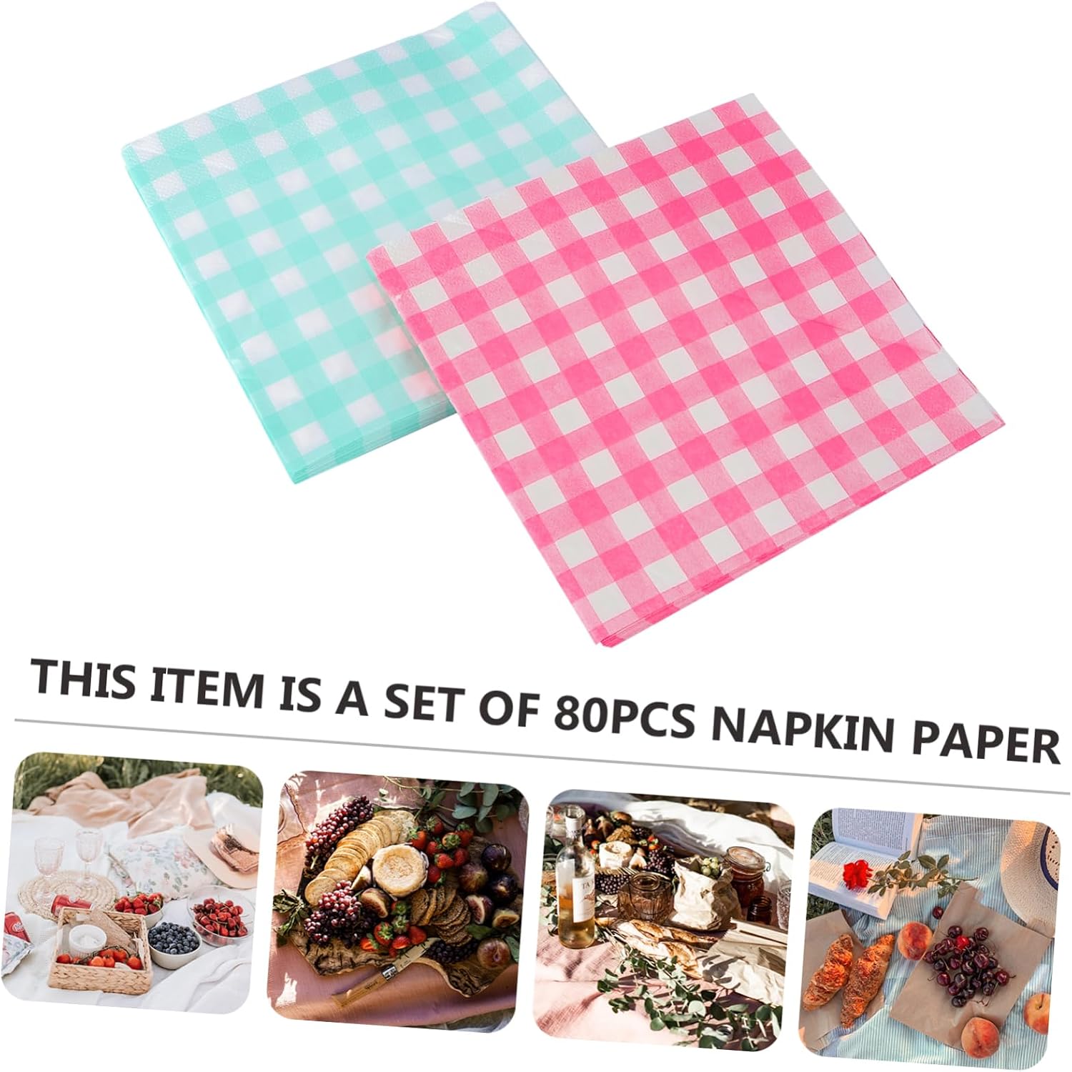 80pcs Decorative Napkin Set Elegant Grid Pattern Square Napkins Perfect for Party Wedding and Christmas