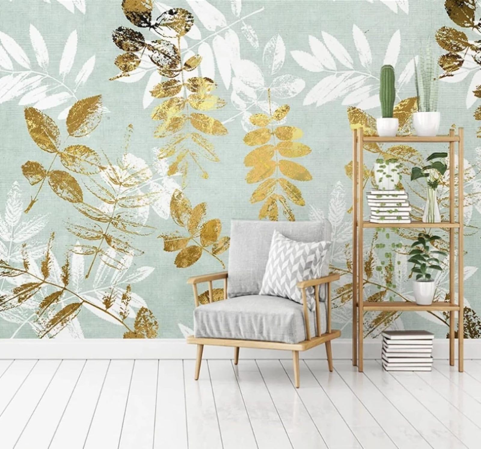 XLMING Abstract Hand Drawn Gold Leaves Art 3D Wallpaper Luxury Home Dining Decor Paste Sofa Living Room The Wall for Bedroom Mural-430cm×300cm