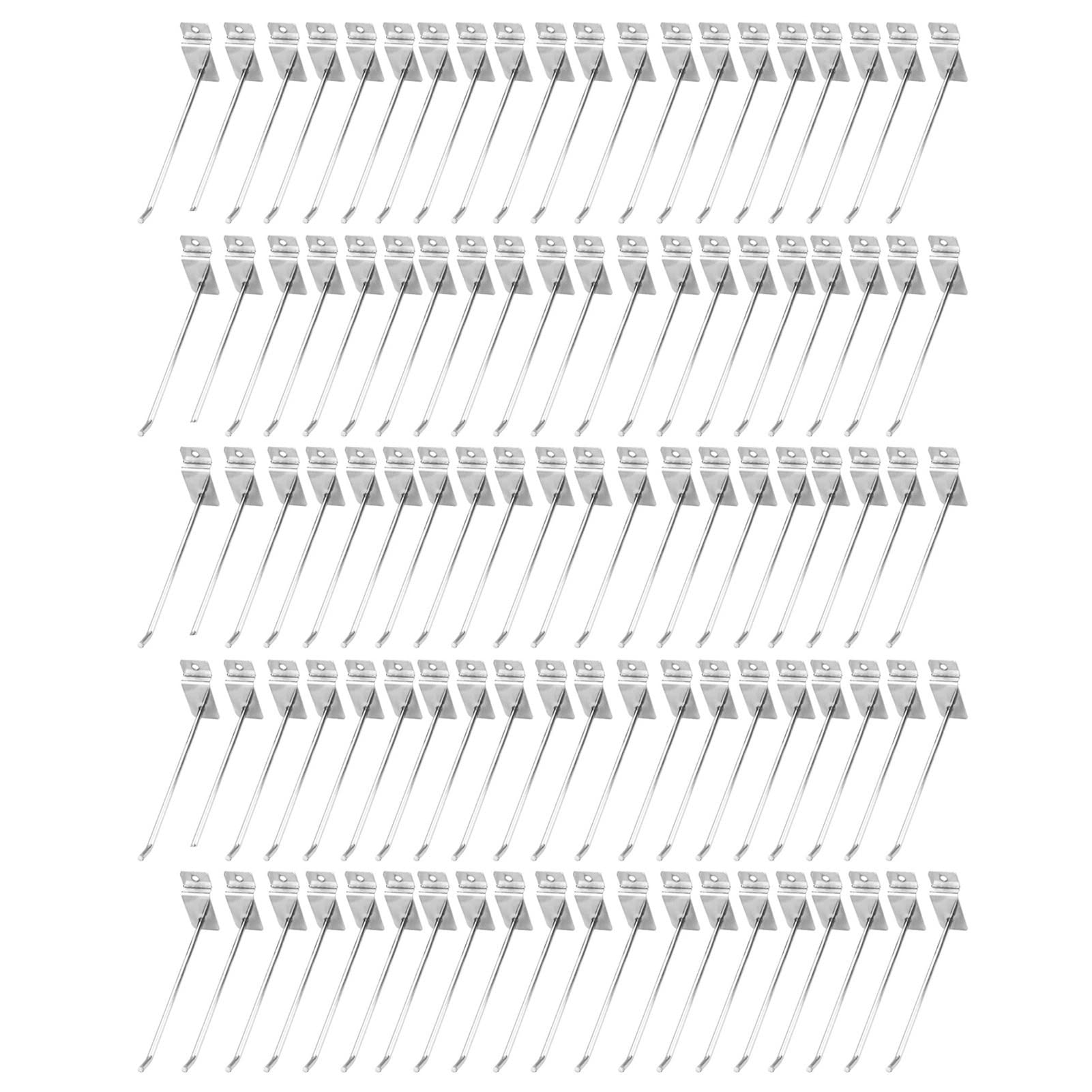 100 Stück Slatwall Haken, 15 cm x 4 mm Aluminiumlegierung Schlitzhaken Hochleistungs Panel Display Haken, Slat Board Haken für Garagen Shop Einzelhandelsdisplays