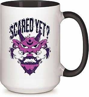 Gift Idea for Kids Monster Face Scared with Quote Scared Yet Monsters 11oz 15oz Inner Color Accent Mug