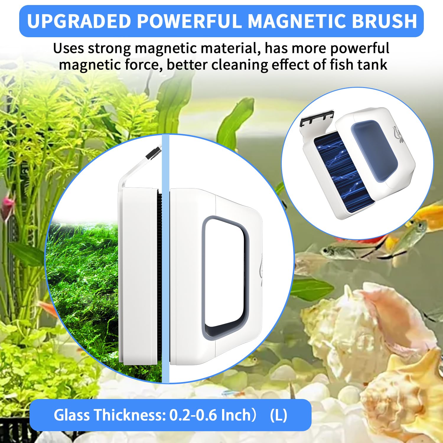 BlueYu Magnetic Aquarium Fish Tank Glass Cleaner, Floating Aquarium Magnetic Brush - Image 3