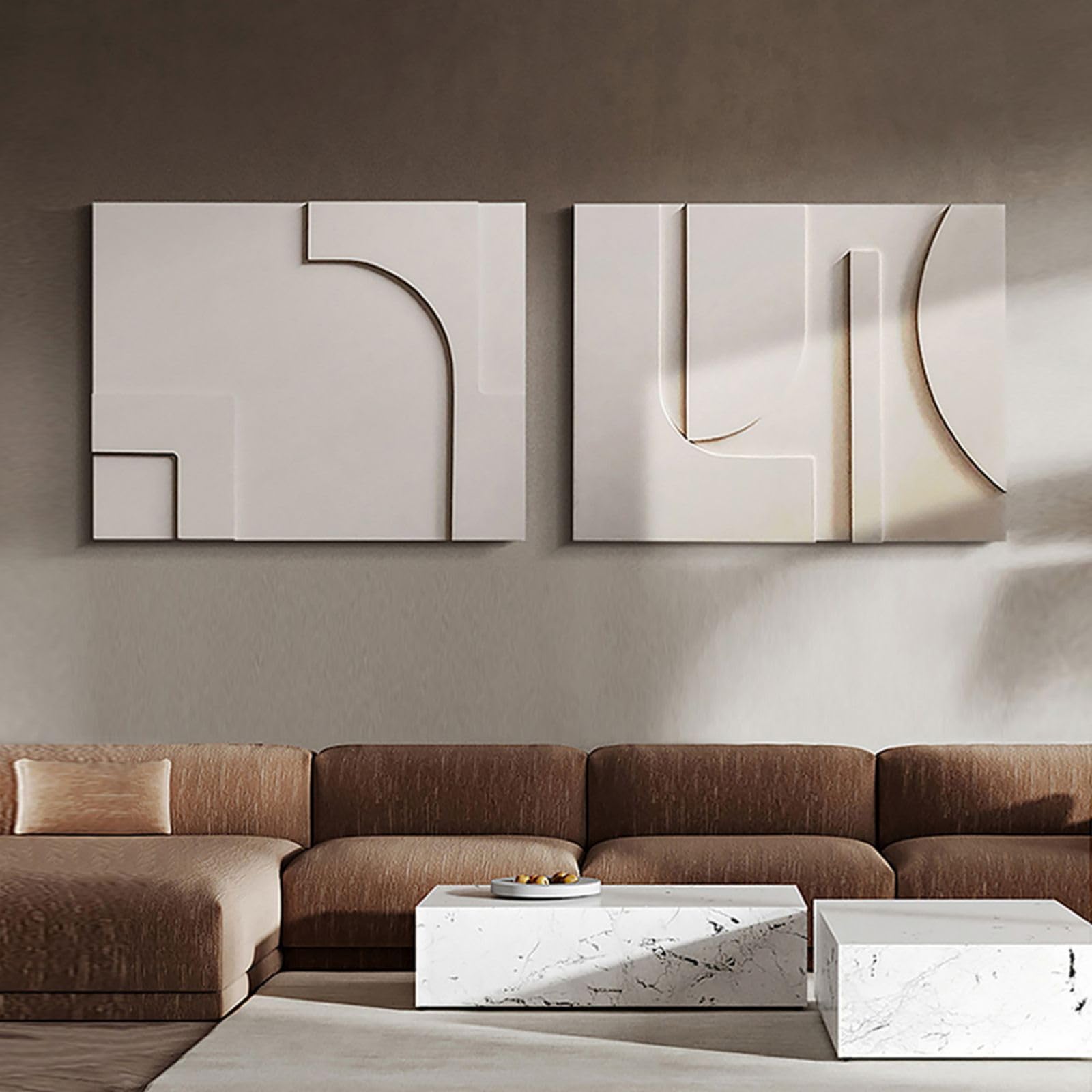 Amazon.com: homary 2-Piece White Japandi 3D Abstract Wall Art Set