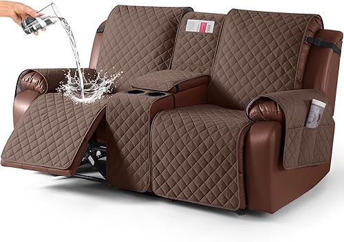 Miniatura 9 de KinCam Funda 100% impermeable para sofá reclinable con consola, fundas para sofá reclinable antideslizante para 3 asientos, protector de muebles