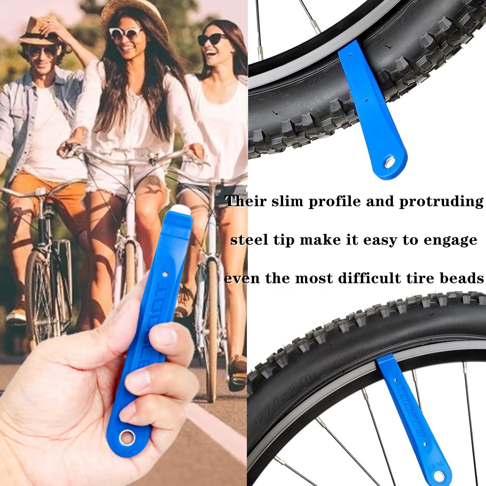 Zhouocea 2 PCS Steel-Core Tyre Levers Professional Bike Tire Levers Tyre Levers Premium Steel Bicycle Tire Levers for Bicycle Tire Removal(5.9 Inches) - Image 4