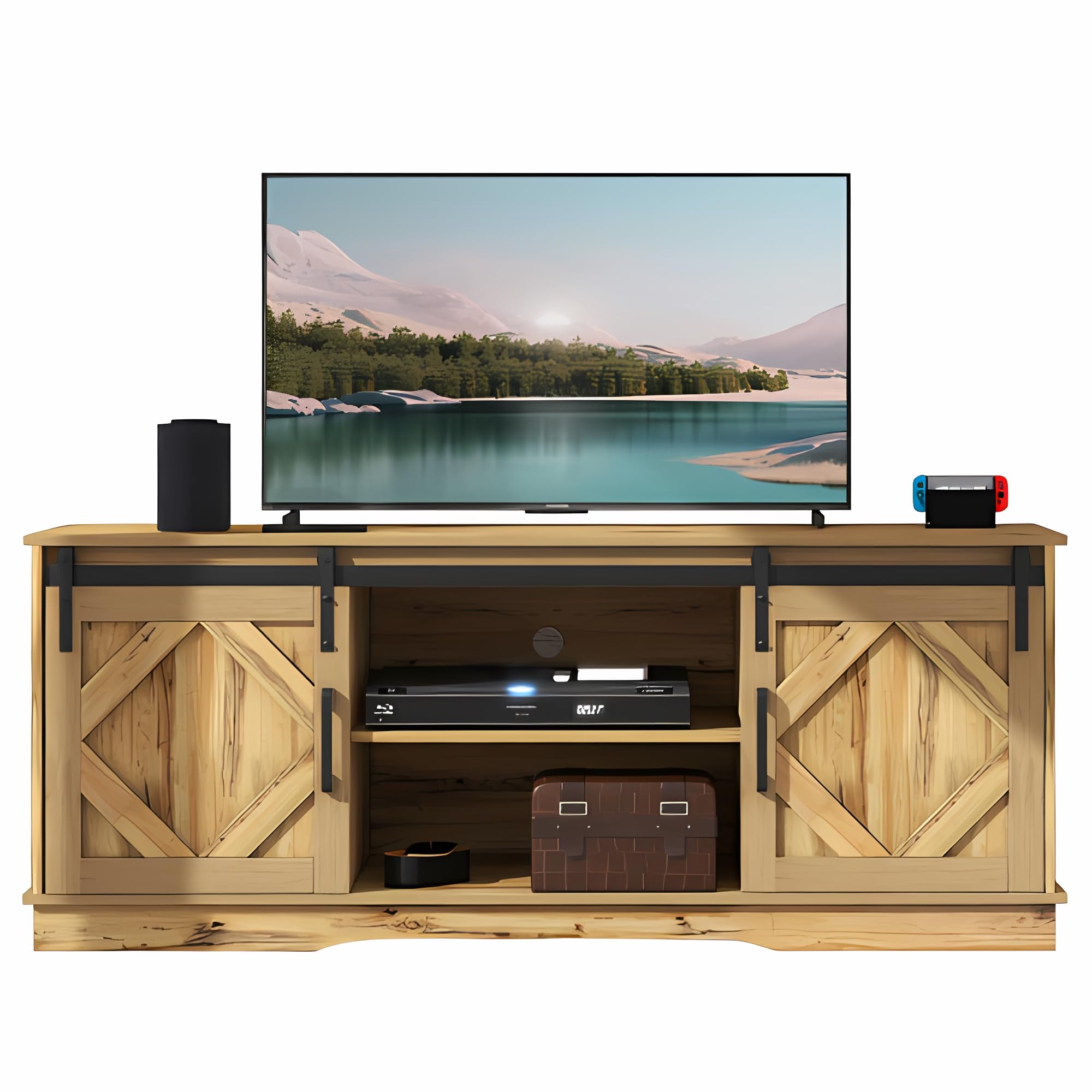 Grande armadio per TV con ante scorrevoli, scaffali regolabili, struttura stabile per la conservazione dei media, moderna credenza TV, mobili per soggiorno, sala da pranzo, centro di intrattenimento