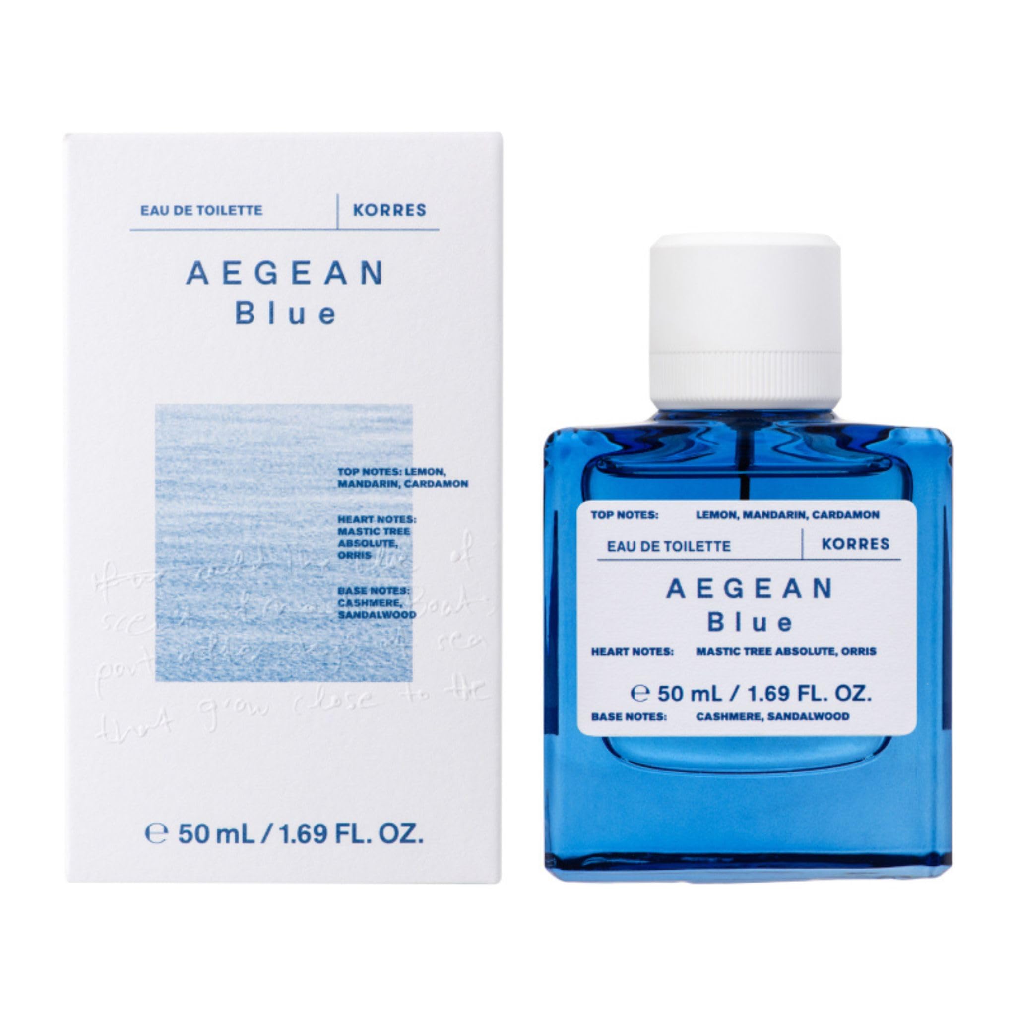 KORRES AEGEAN BLUE Eau de Toilette Unisex, floral-zitrischer Duft, 50 ml | Veganes Eau de Toilette mit Zitrone, Mandarine, Mastix und grünem Tee. Mit natürlichem Alkohol.
