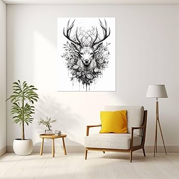 タバコを吸う鹿　おしゃれ　アートポスター　インテリア　リビング　玄関　トイレ タバコを吸う鹿 おしゃれ アートポスター インテリア リビング