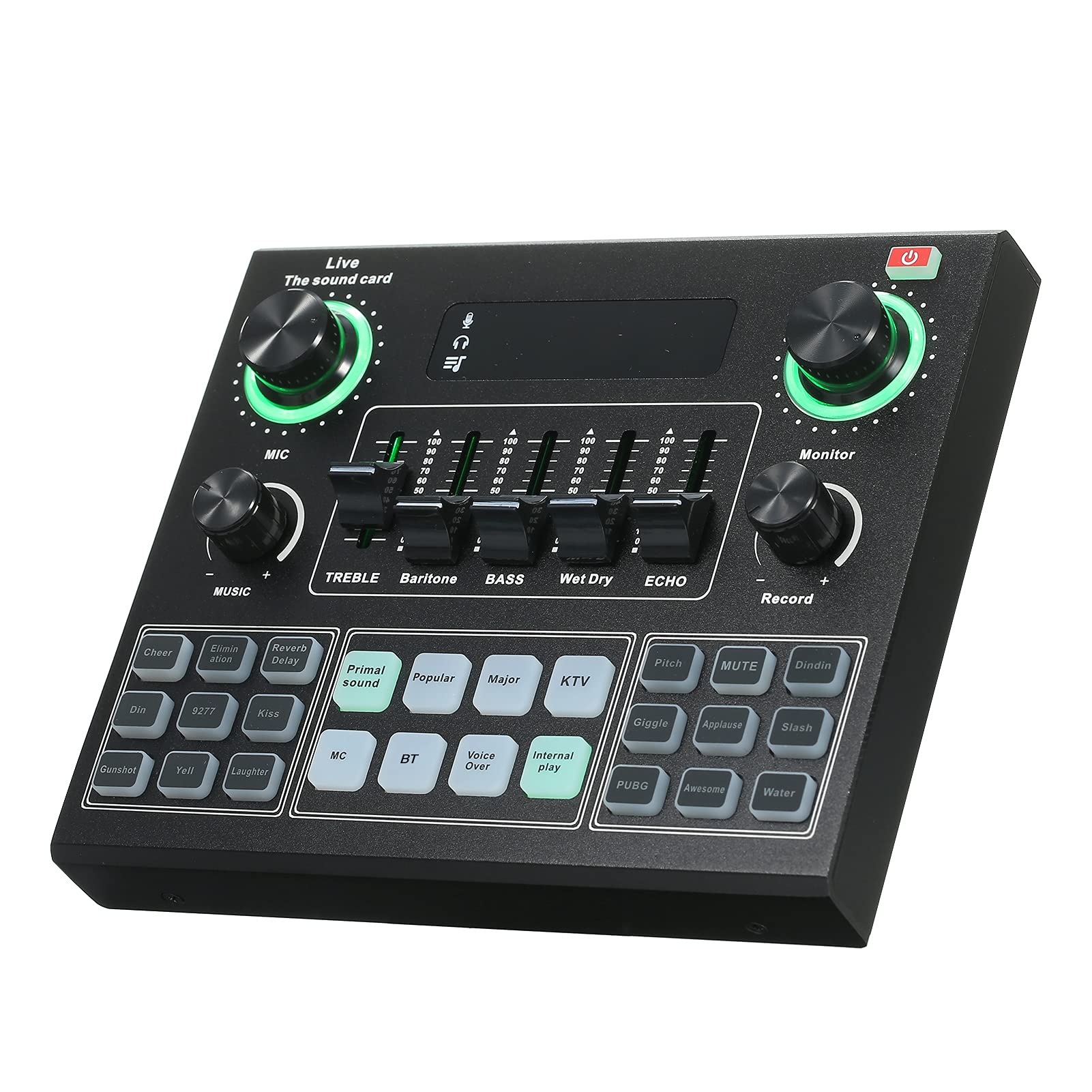 Scheda Audio V9 Live Sound Card BT Accompaniment Audio Mixer con Effetti sonori Broadcasting Rete di Registrazione Canta su telefoni Laptop