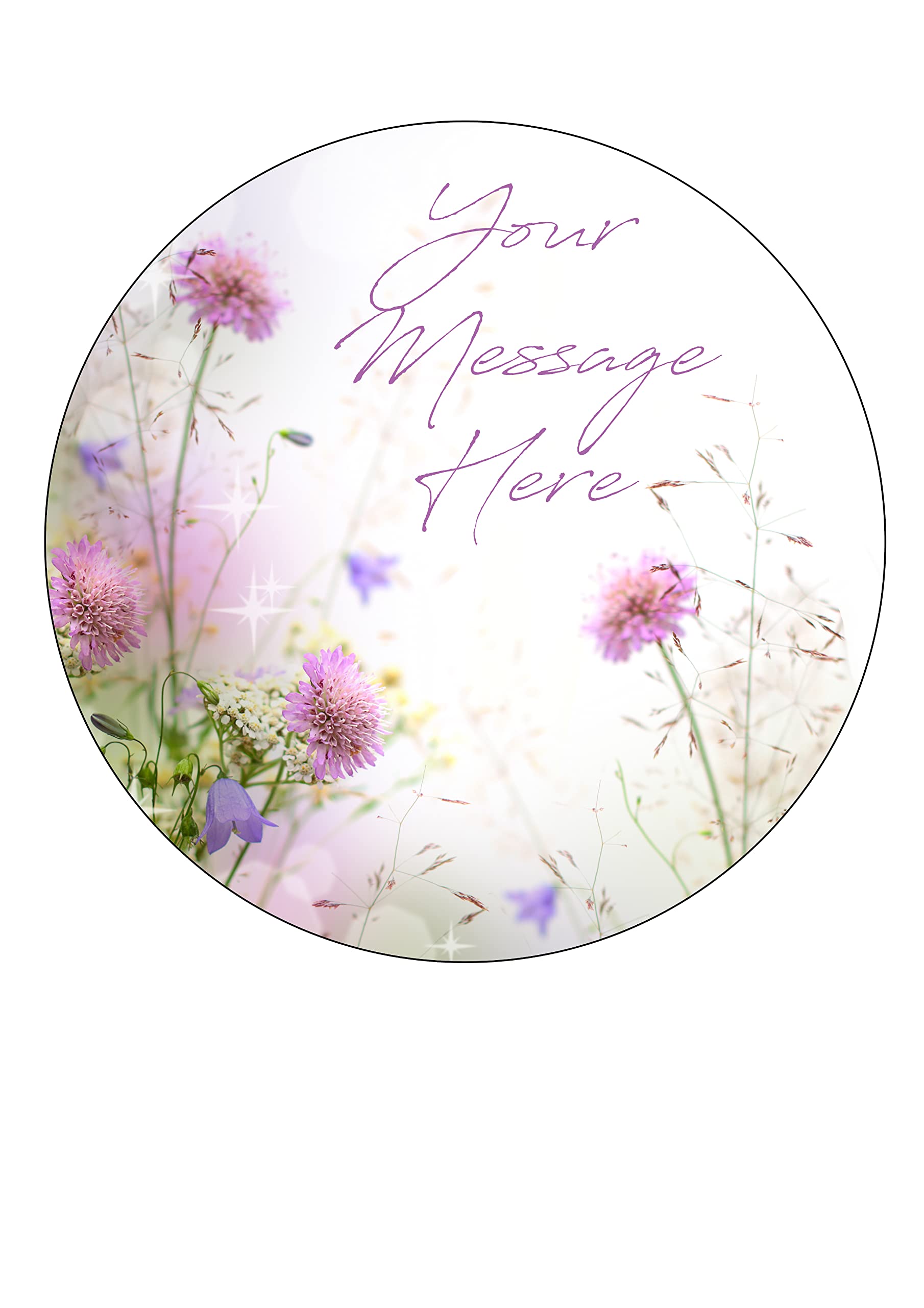 Top That Meadow Flower PERSONALISED 7.5 inch Circle on Decor Icing Sheet Edible Cake Topper - Perfect for Decorating Larger Cakes