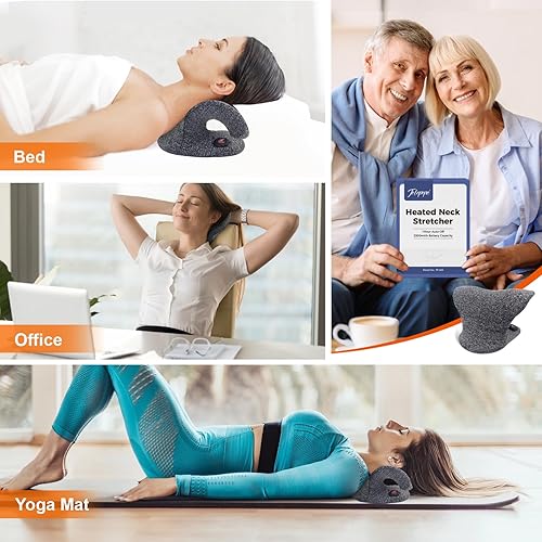 Vista 7 de Estirador de cuello térmico inalámbrico para aliviar el dolor de cuello, dispositivo de tracción cervical calentado de 2500 mAh para migraña TMJ