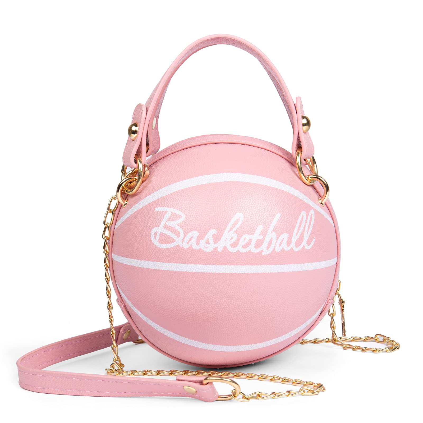 Women's basketball shoulder bag Messenger Bag handbag mini round bag PU bag, Zipper closure, suitable for women