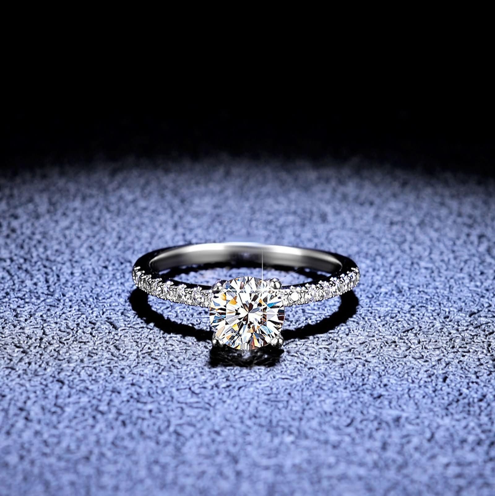 Pierścionek zaręczynowy, platyna, 3 ct, Moissanit Eternity, obrączka damska, obrączka ślubna, platyna 950, rozmiar 58 (18,5)