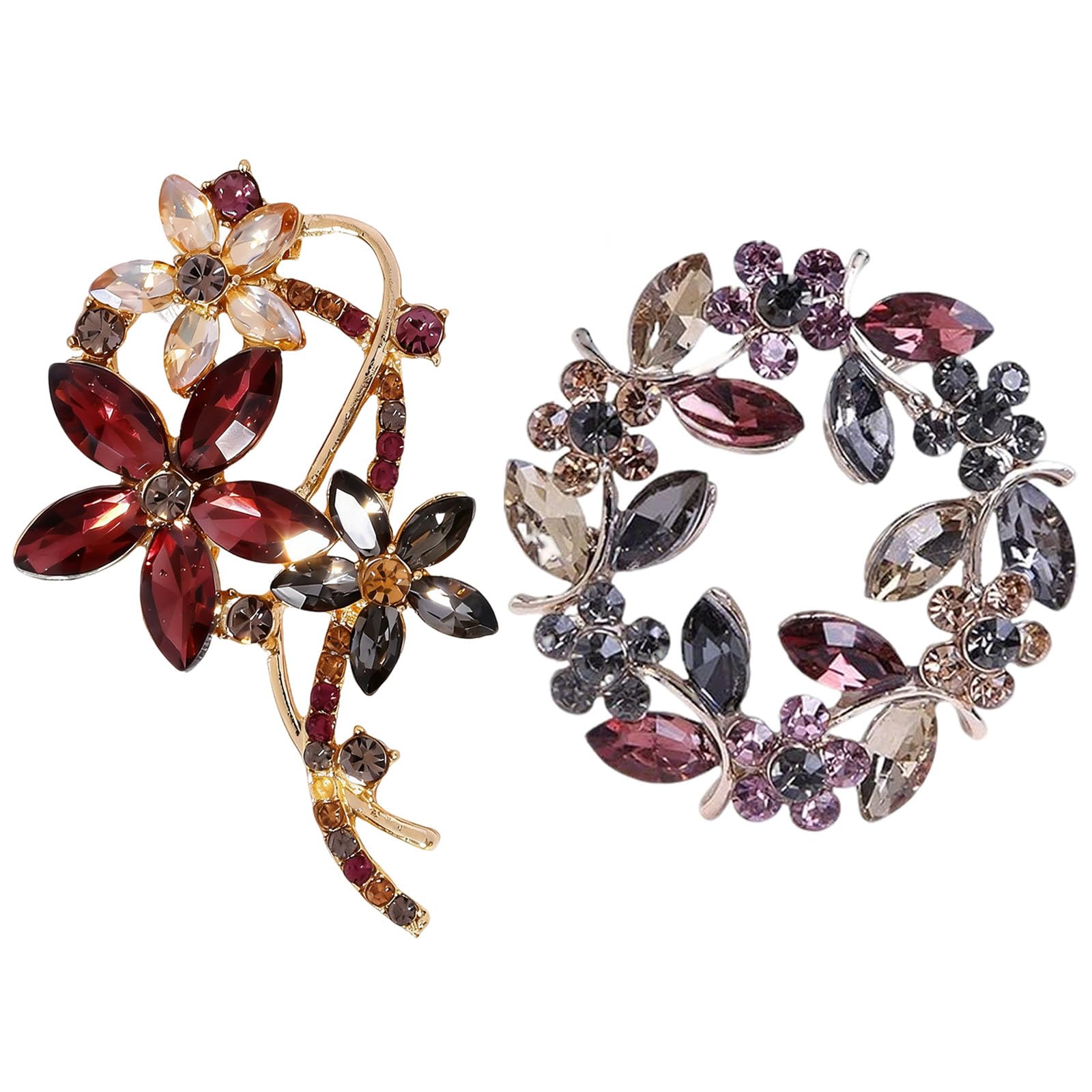 2Pcs Brooch Pin for Women, Saree Pins for Women Latest, Floral Wreath Design for Wedding Events and Formal Occasions, Purple Color Elegant Accessory-image-43