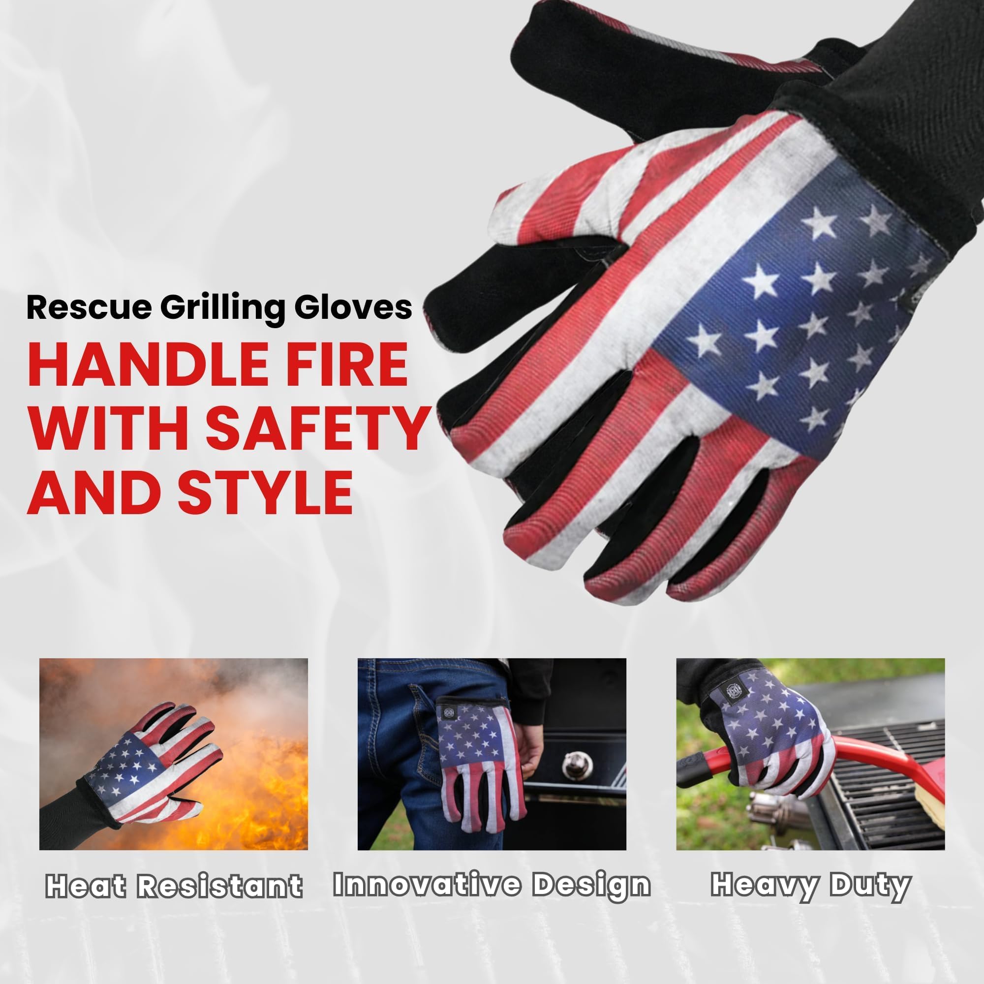 Grill Rescue Guantes de barbacoa 2.0 de neopreno resistentes al calor para asar, cocinar y hornear de forma segura, duraderos, talla única, versión 2 (EE. UU.)