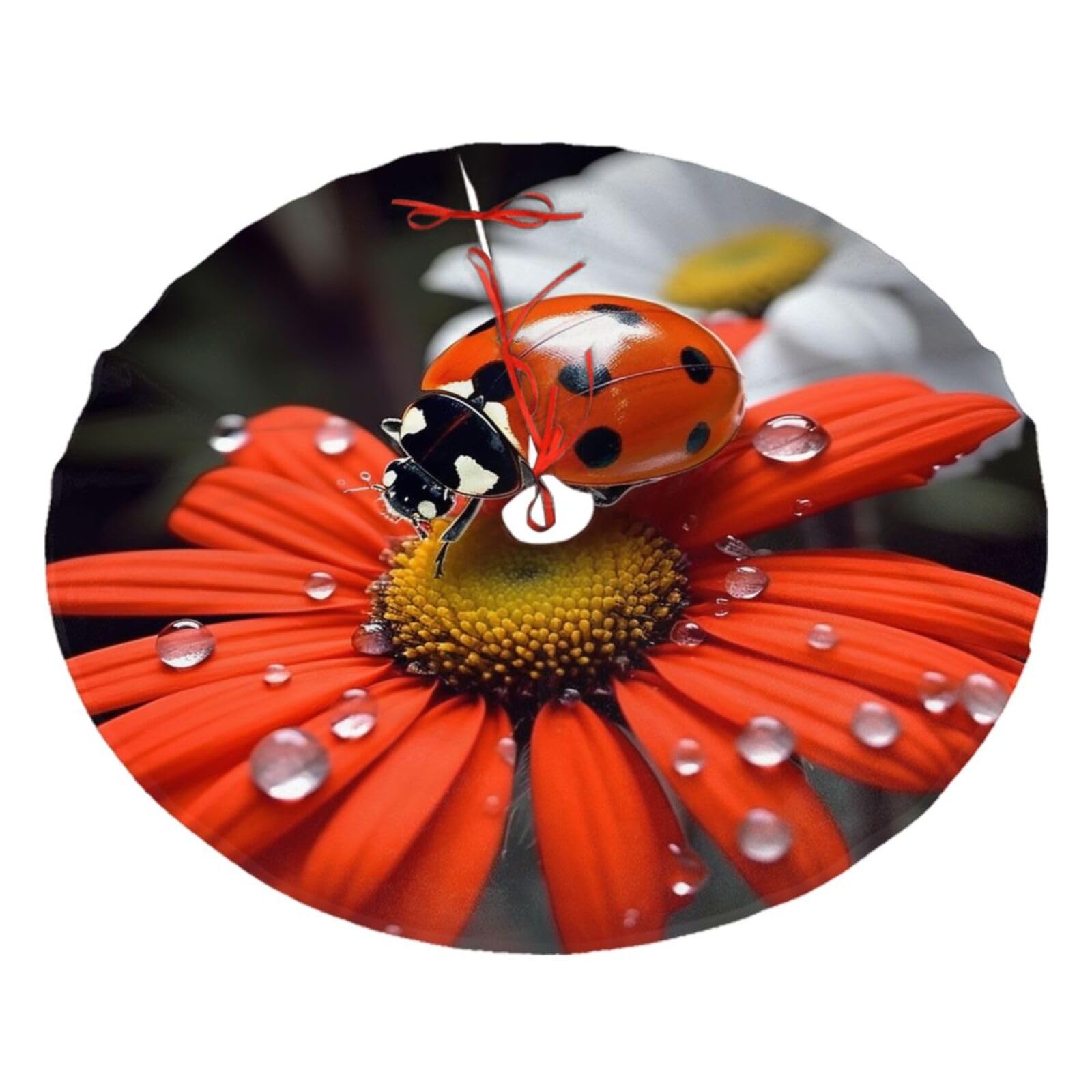 Ladybug Daisy Christmas Tree Skirt 30",Soft Plush Xmas Tree Mat Christmas Tree Oranment for Merry Christmas Party Holiday Indoor Outdoor Decorations