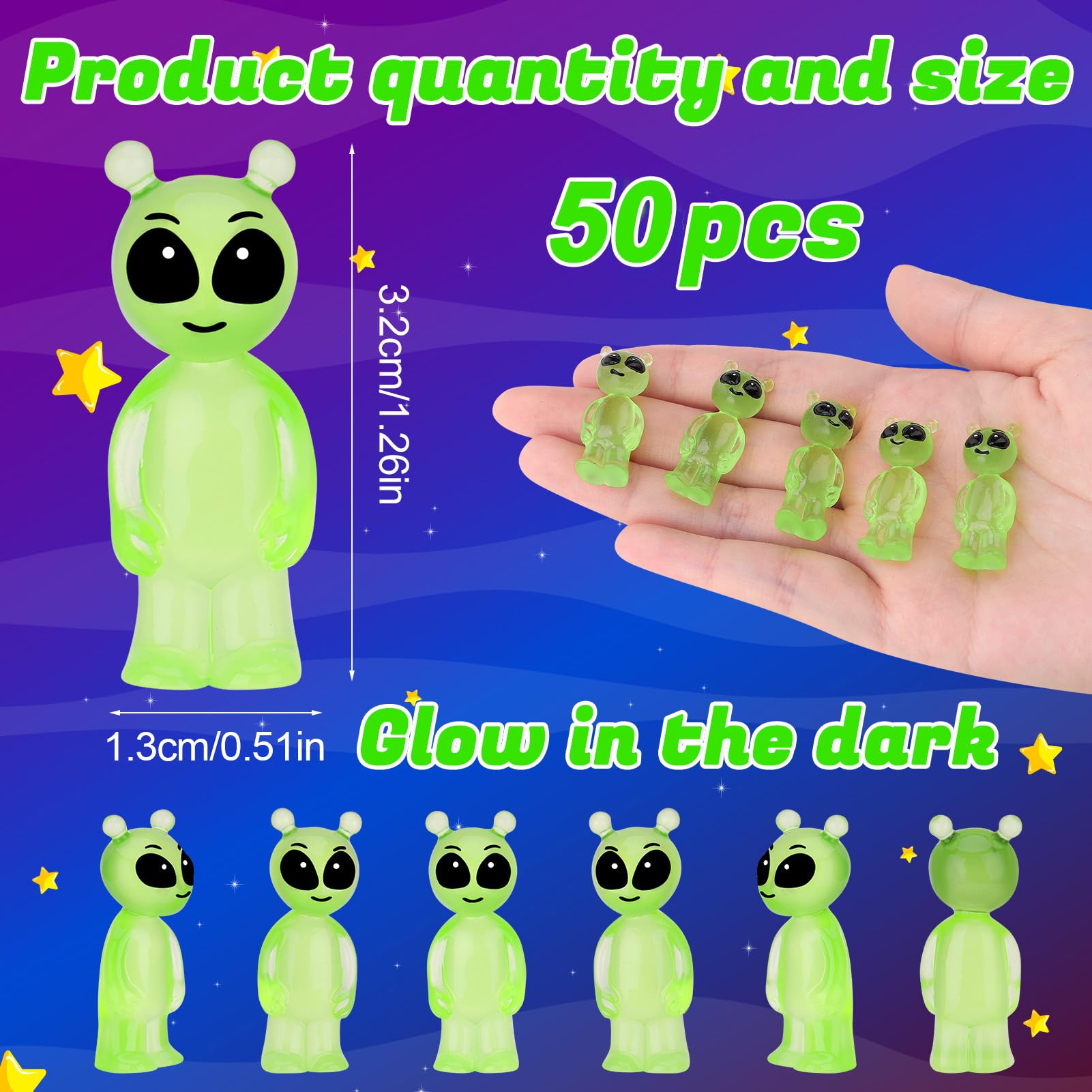 Snapklik.com : 50 Pcs Mini Alien Figures, Glow In The Dark Aliens ...
