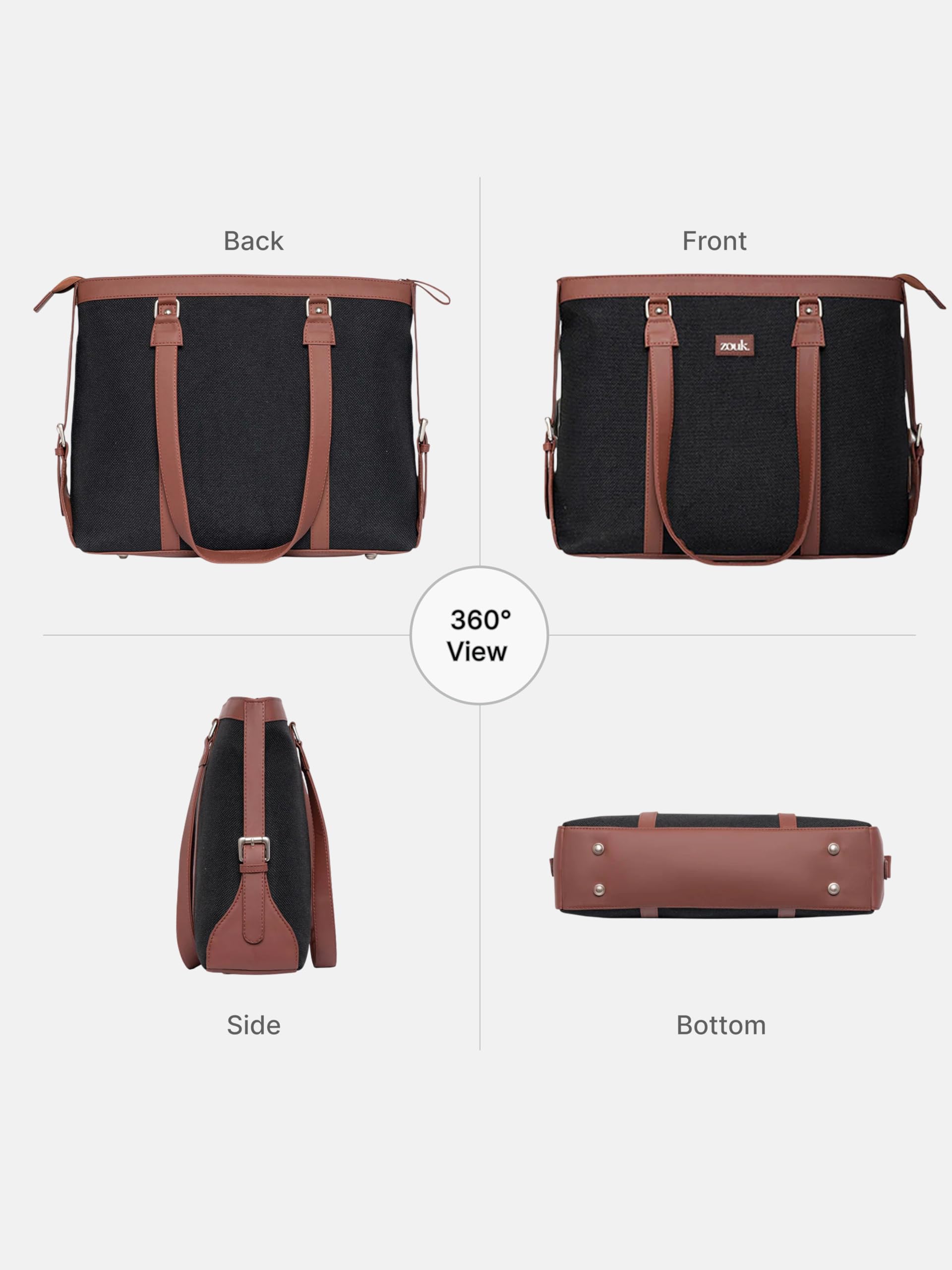 ZOUK Vegan Leather Office Bag - Laptop Tote -9 ZOUK Vegan Leather Office Bag - Laptop Tote -9