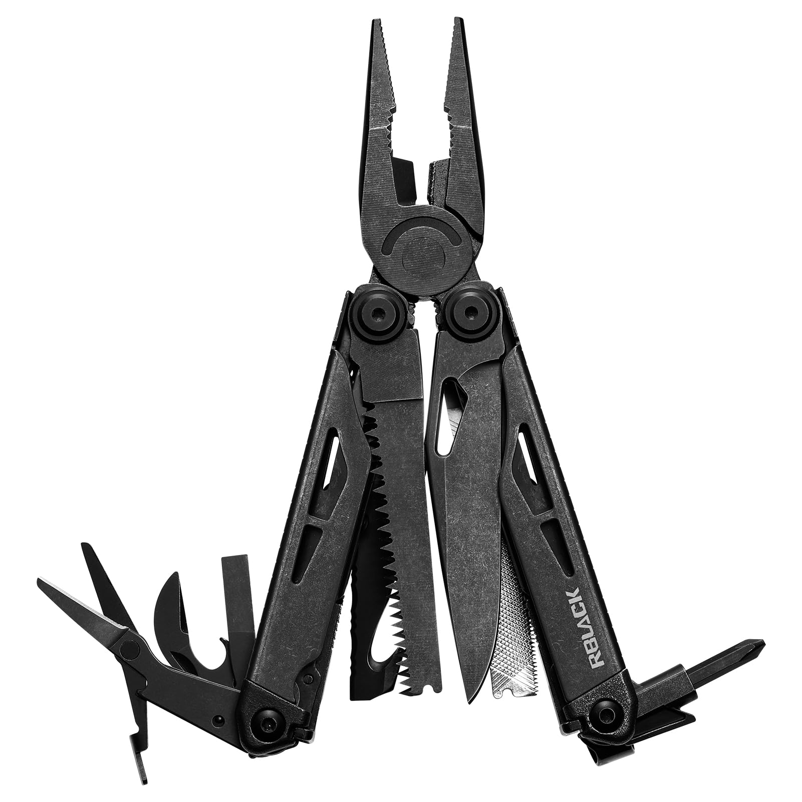 21-in-1 Heavy-Duty Multitool Pliers with Safety Locking, Spring-Action Scissors & Nylon Sheath – Premium Stainless Steel EDC Kit for Work, Home, Auto, DIY and Outdoor Tasks, Black