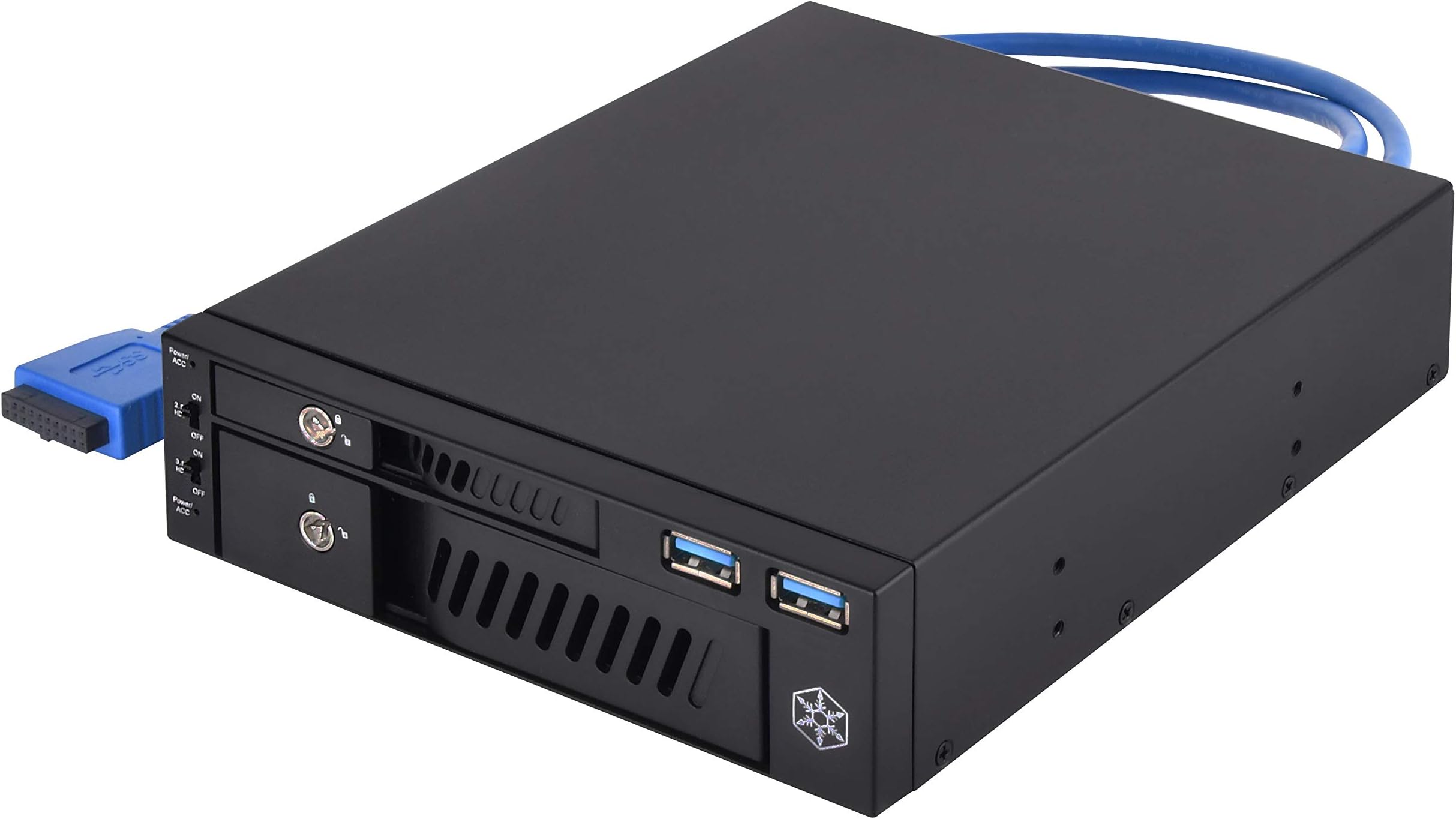SilverStone Technology 5.25" Bay to 1 X 3.5 HDD/SSD and 1 X 2.5 HDD/SSD Hot-Swap Adapter with 2 X USB 3.1 Gen 1 Ports SST-FP510