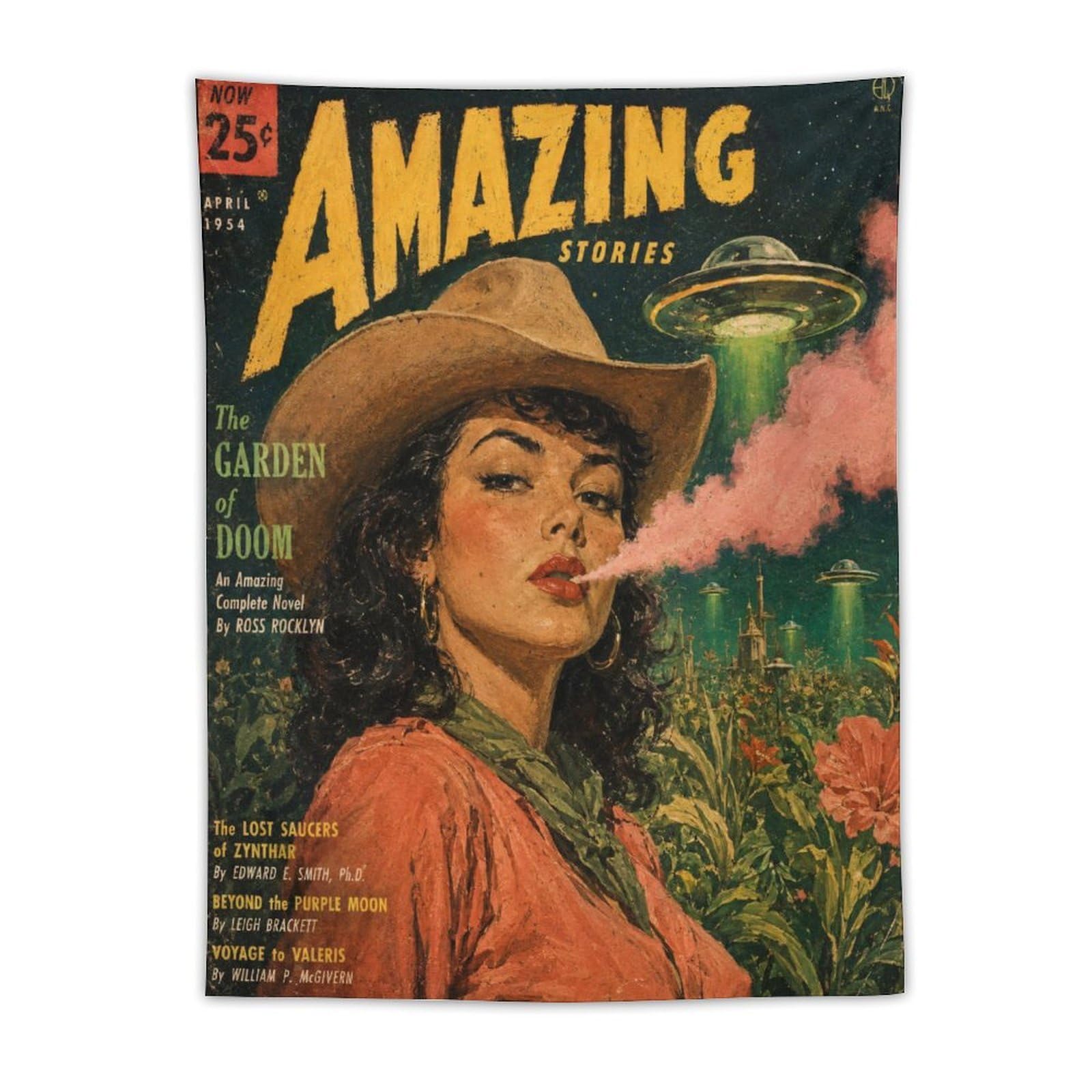H3B8U2Y5 Cowgirl Western Stories Wall Tapestry, Vintage Poster, Backdrop