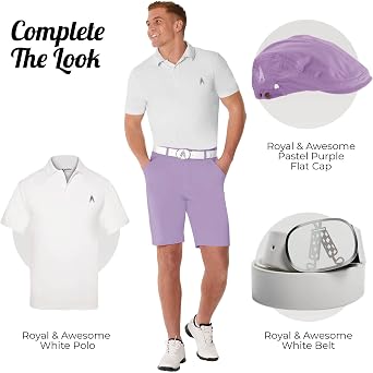 Royal & Awesome Men's Pastel Golf Shorts, Golf Shorts for Men Slim Fit, Funny Men Apparel, Crazy Bright Design, Colorful