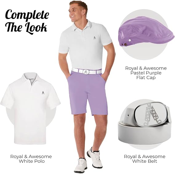 Royal & Awesome Men's Pastel Golf Shorts, Golf Shorts for Men Slim Fit, Funny Men Apparel, Crazy Bright Design, Colorful