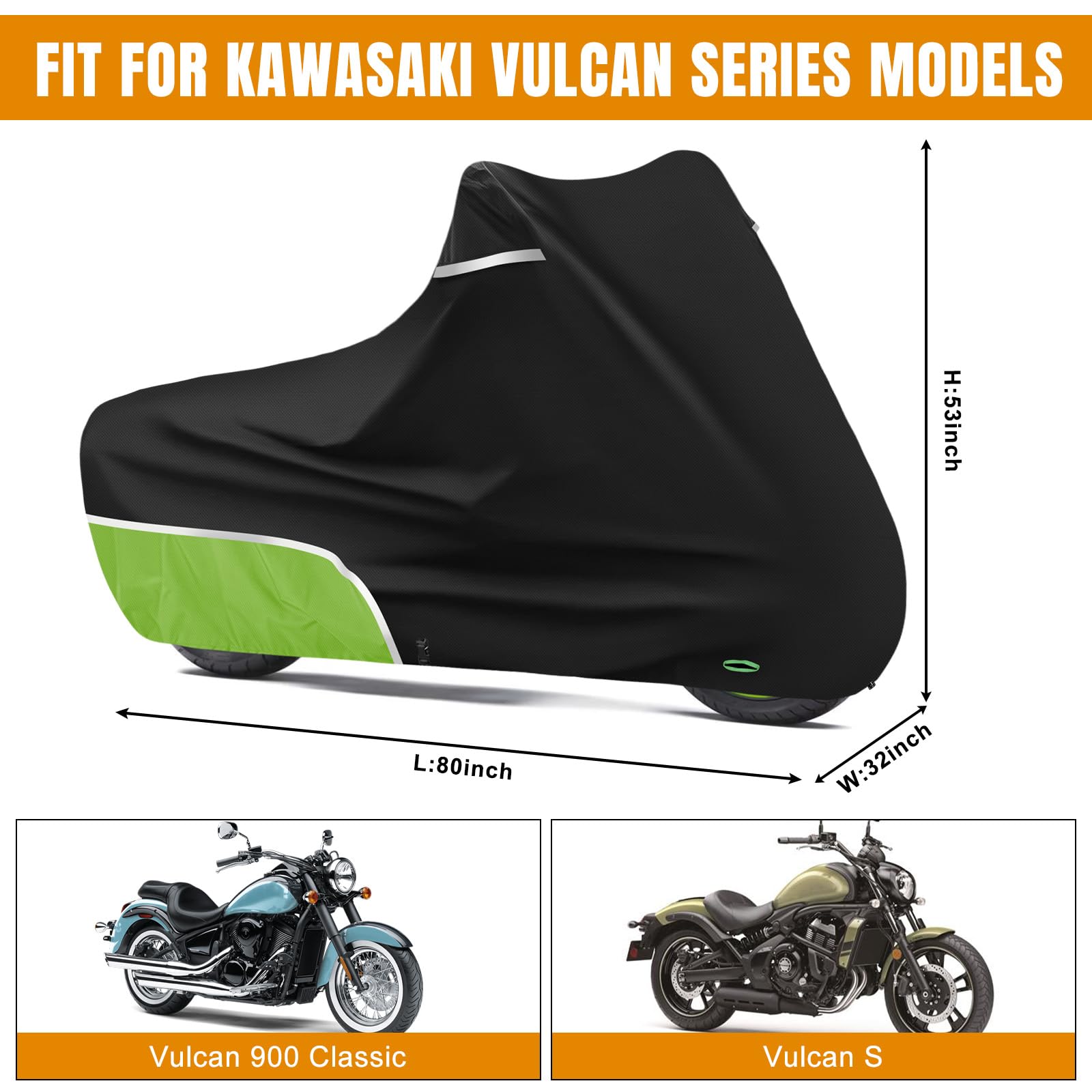 Bâche de Protection pour Kawasaki Vulcan S (sans Coffre) Housse Protection- Moto extérieur -Imperméable et résistante aux intempéries - Tissu Oxford 420D