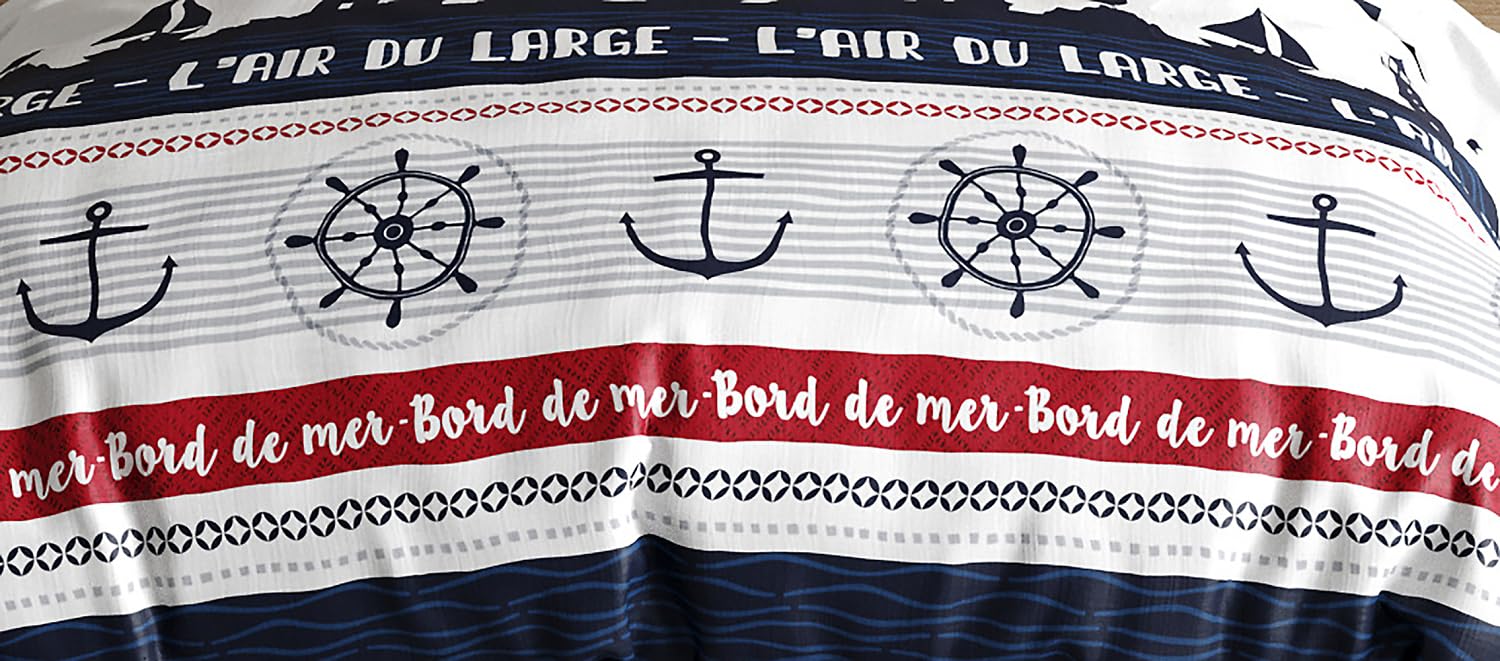 Les Ateliers du Linge Parure de lit 2 Personnes Babord avec Housse de Couette et taies d'oreiller Imprime 260 x 240 cm