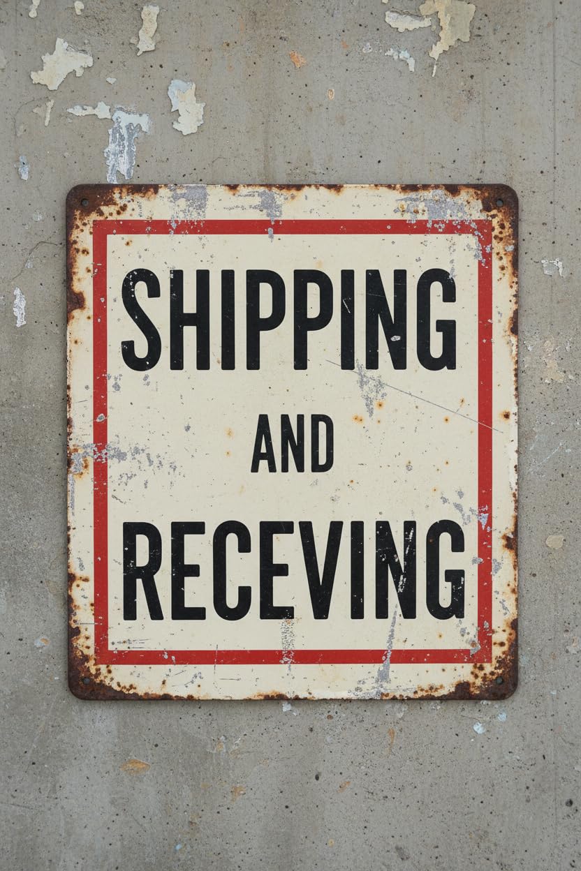 Wall Decor Shipping And Receiving Sign. 8x12Inch Metal Warehouse Ship Receive Loading Dock Vintage Signs Aluminum Plates Printed
