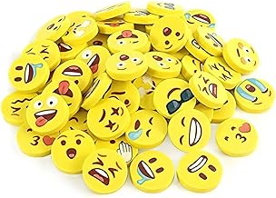 LovesTown Mini Erasers Bulk for Kids, 60 Pcs Fun Mini Cute Erasers for Back to School, 1inch Small Fun Emoticon Round Eraser for Classroom Rewards Gift Bag Filler, Students, Carnival Prizes