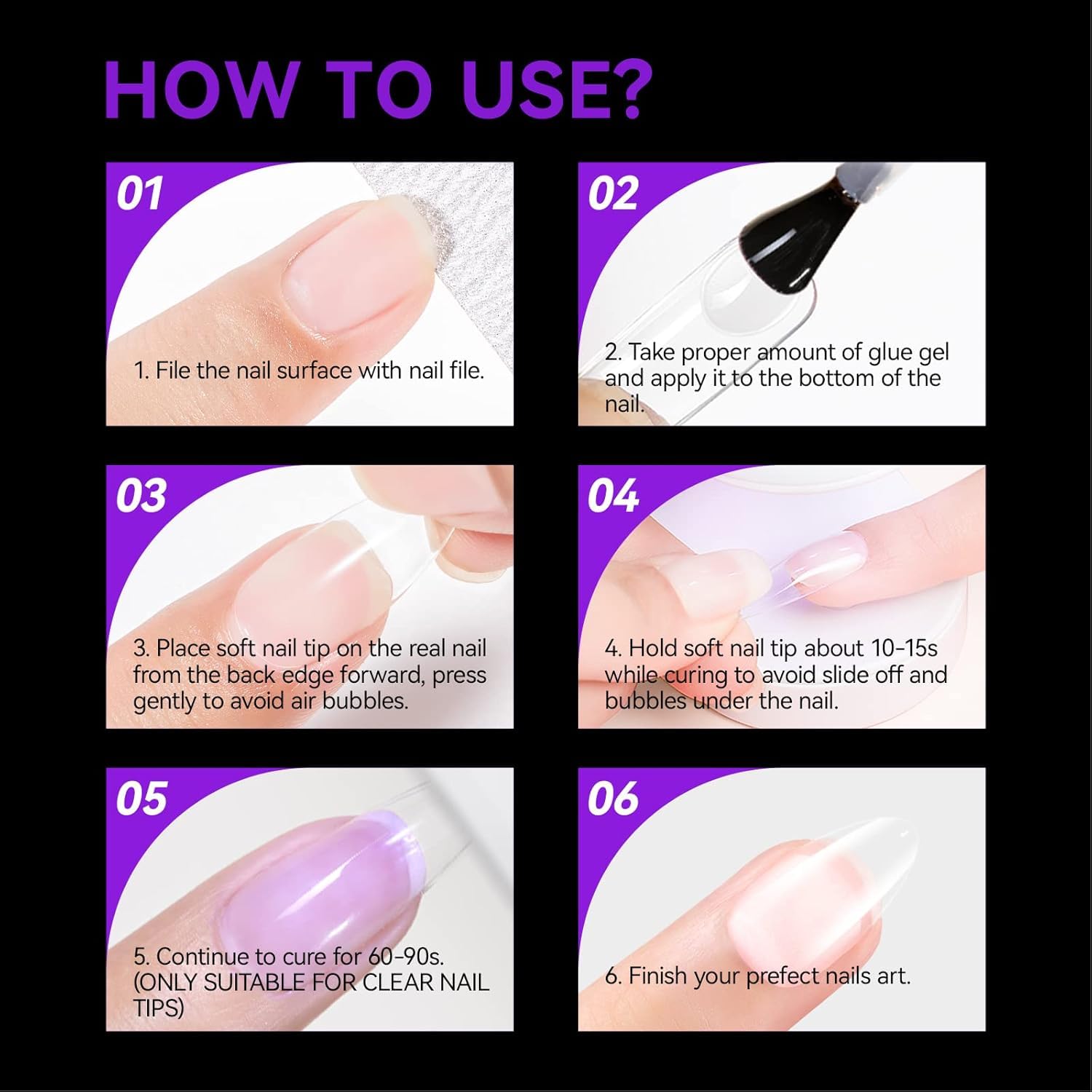 Gelike Unghie finte 550 pcs nail tips (AMANDE MOYENNE)