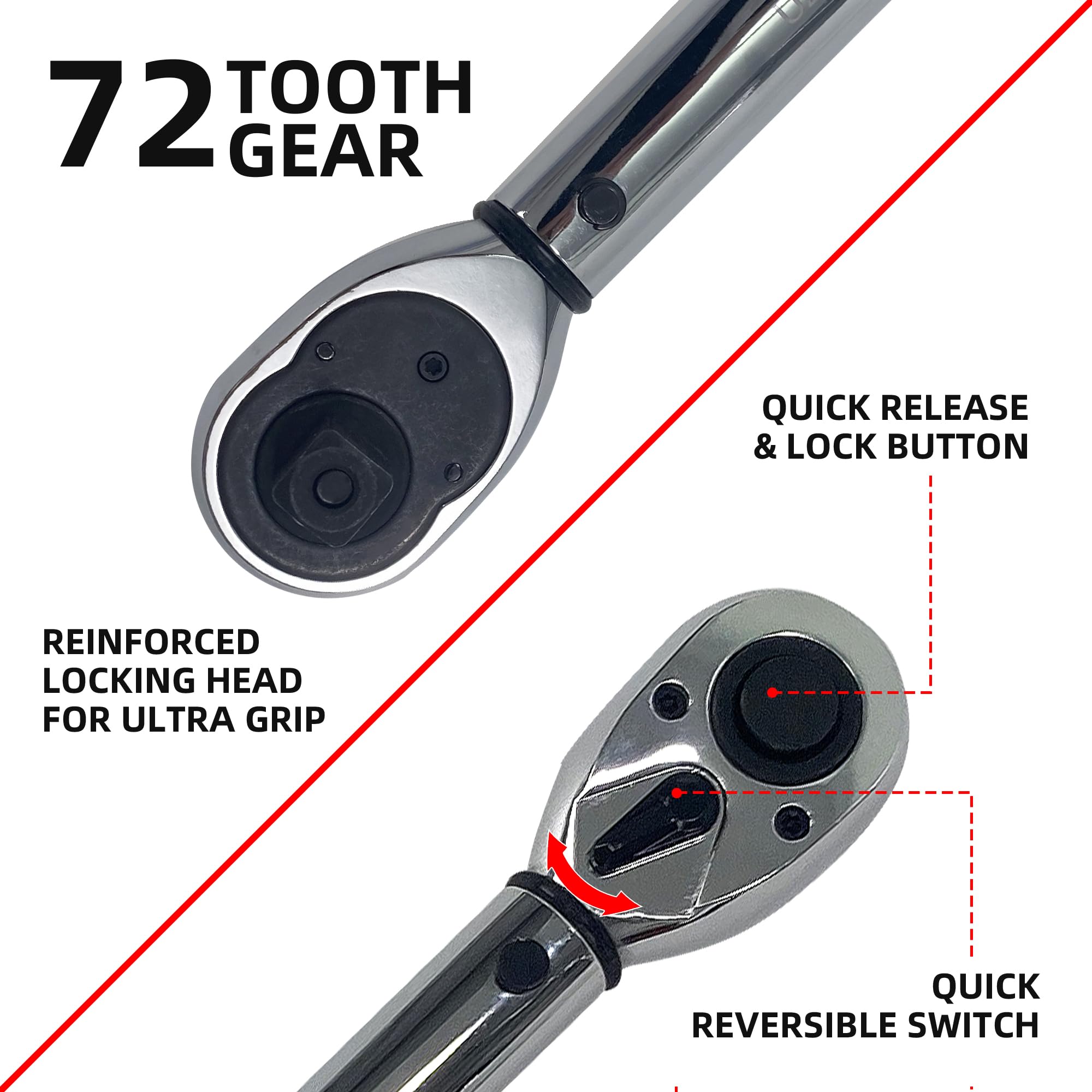 Amazon | UYECOVE 1/2-Inch Drive Click Torque Wrench, Dual