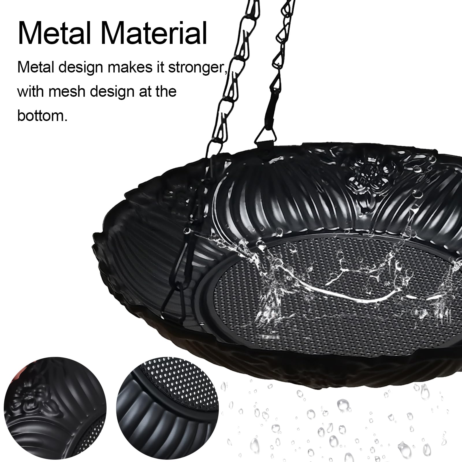 Comedero para pájaros de plataforma, comedero grande de 11 pulgadas para exteriores, bandeja colgante de metal, comederos para pájaros, 1 paquete