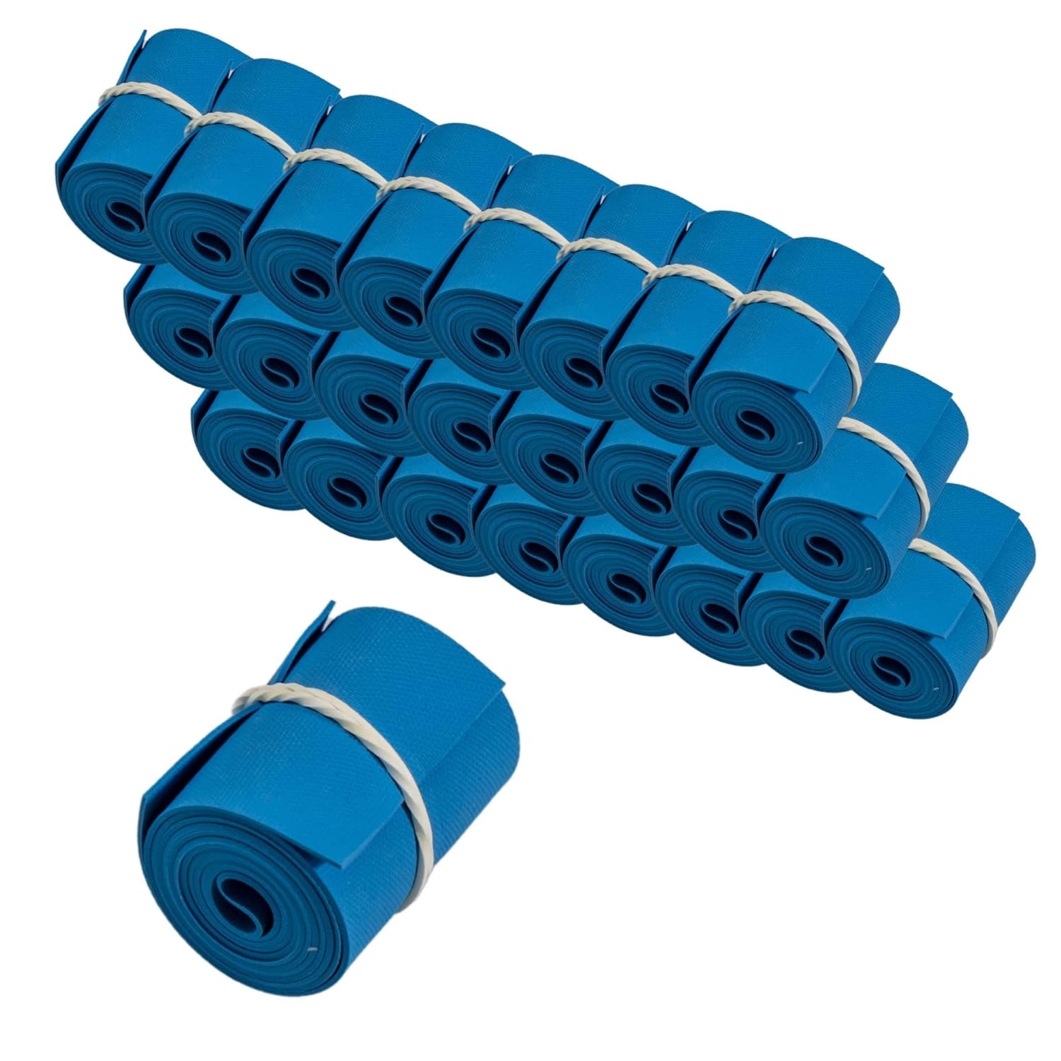 Vakly Disposable Tourniquet 1" x 18" [Pack of 25] Blue – Rolled & Banded Single-Use Elastic Latex-Free Tear-Resistant First Aid Tourniquets for Emergency & Home Use – Nursing Supplies