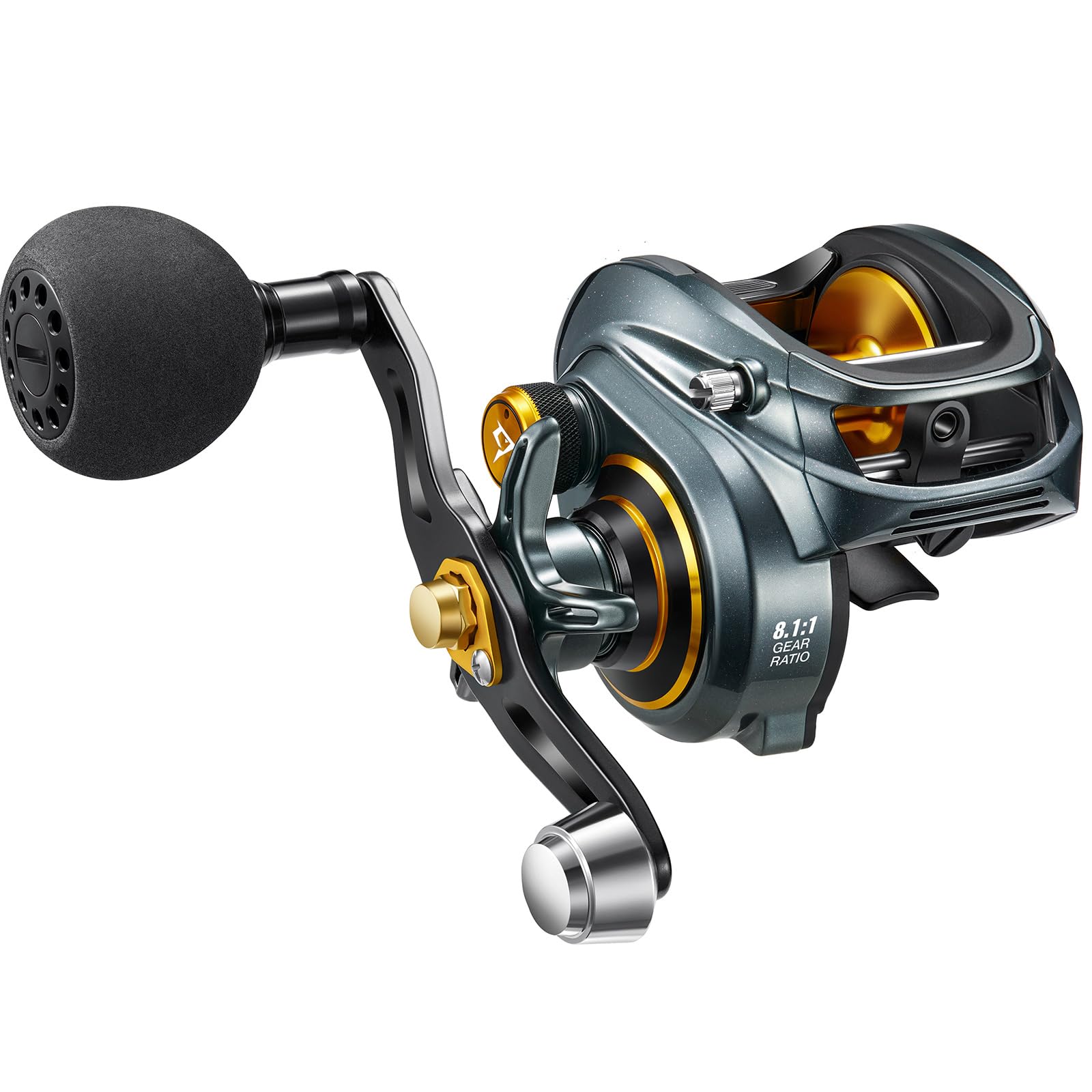 Piscifun Alijoz Fishing Reel Size 300 Fishing Reel with Aluminum Frame for Low Profile and 33lb Drag Bait 5.9:1/8.1:1 Freshwater Saltwater Speed Ratio Double Handle